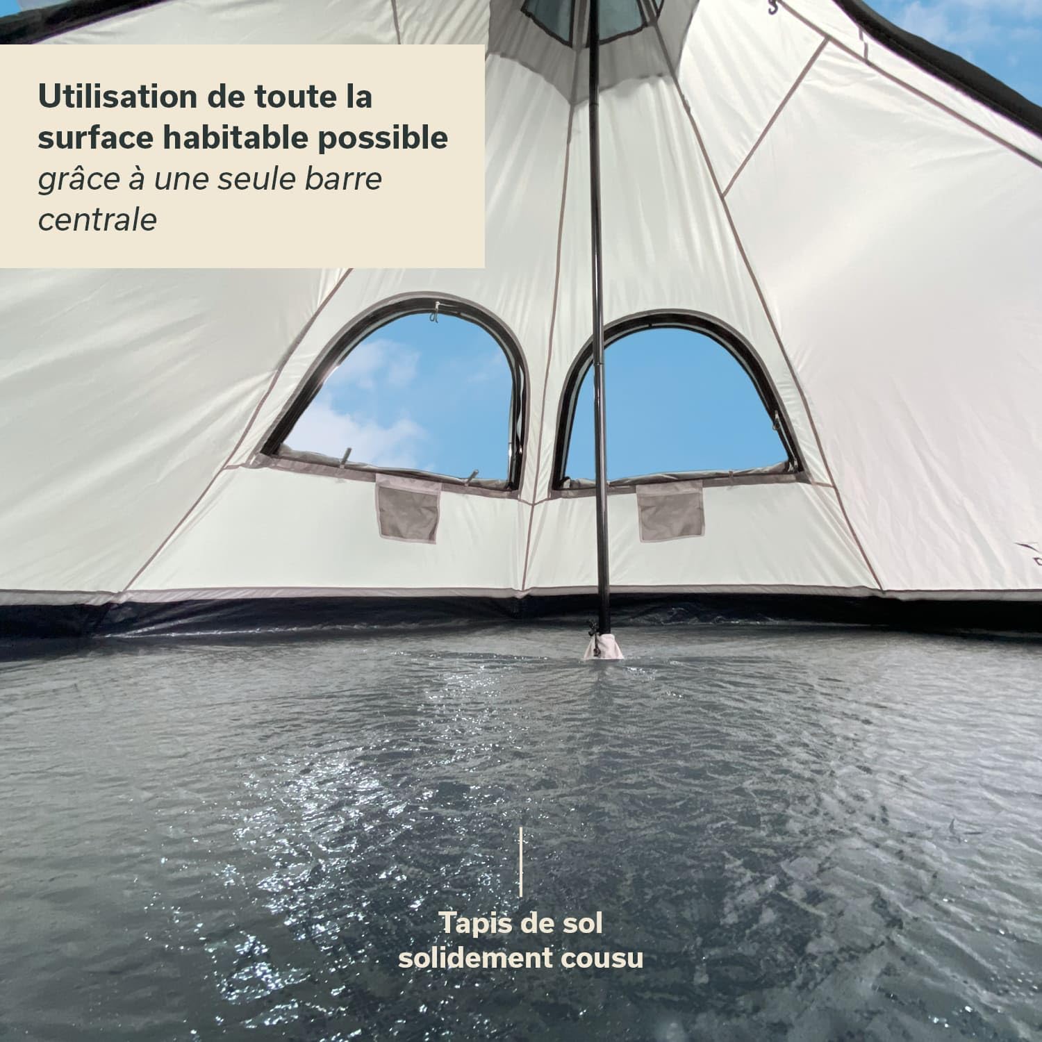 Skandika Tipi Hetta 460/335 | Tente tipi 4 à 6 Personnes, Tente familiale Anti UV, Hauteur 2-3 m, Tapis de Sol Cousu, Tente de Camping imperméable, avec Moustiquaire | Tente de Festival Glamping