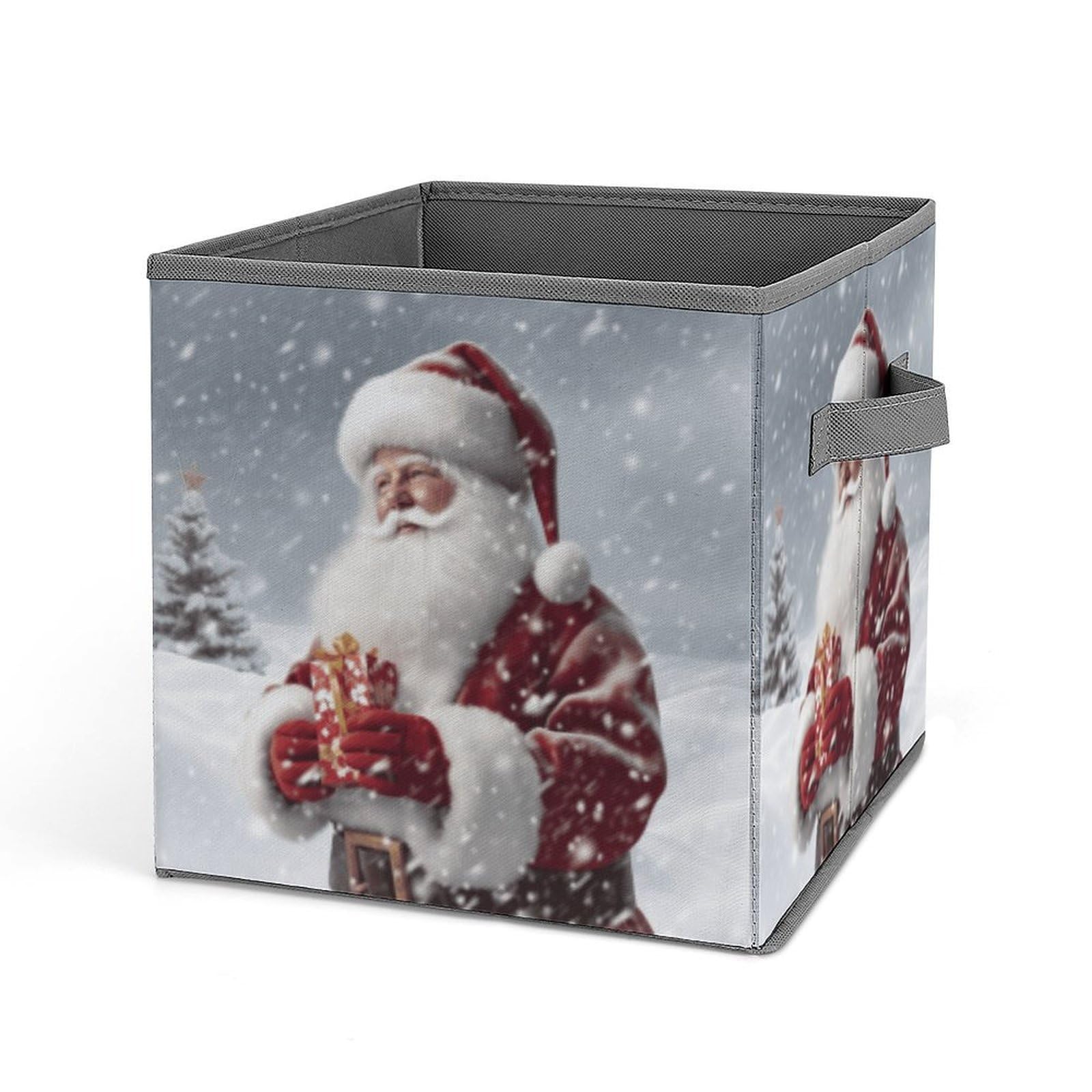JTREHY Santa Claus Snow Secenry Storage Bins Sturdy Large Capacity Folding Sorting Boxes Convenient Stable Storage Box Collapsible Fabric Storages Cubes Organizer with Handles