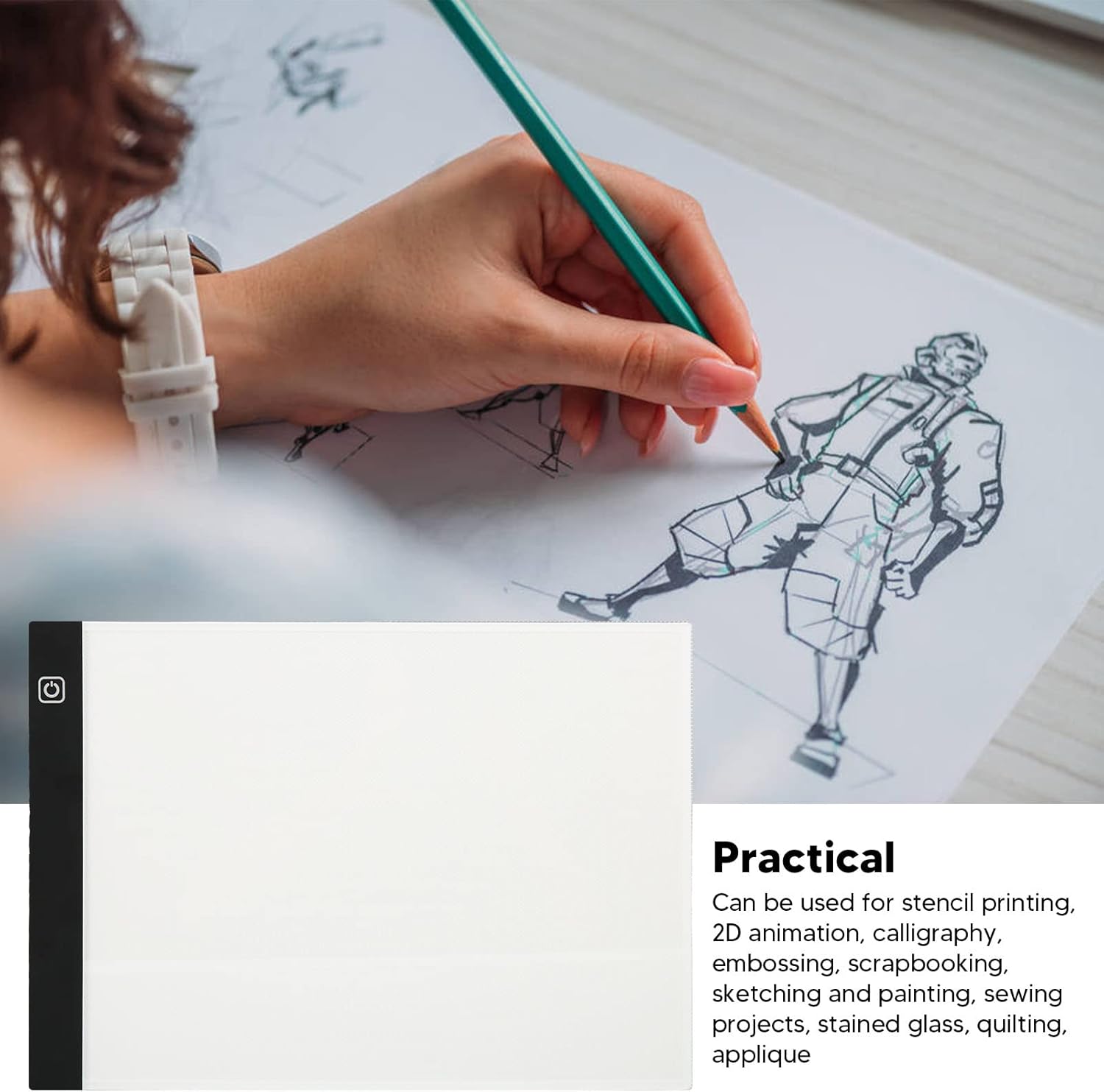 LED Copy Board, Light Tracing Box, USB Power Ultra Thin Light Drawing Sketch Pad with 3 Adjustable Brightness, for Drawing, Sketching, Animation Artists Streaming