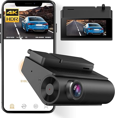 Jack Boss Dash Cam 4K2.5K Ultra HD Cámara de tablero para automóviles, WiFi integrado, aplicación, pantalla IPS de 3 pulgadas, visión nocturna,