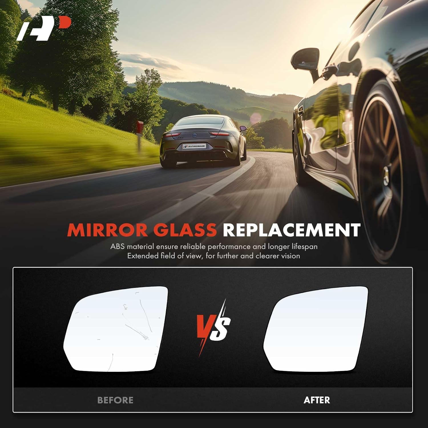 A-Premium Left Driver Side Heated Mirror Glass with Backing Plate - Compatible with Mercedes-Benz ML320 2008-2009, ML350 ML550 2008-2010, ML63 AMG 2008-2010, GL320 2009, GL350 2010, GL450, GL550