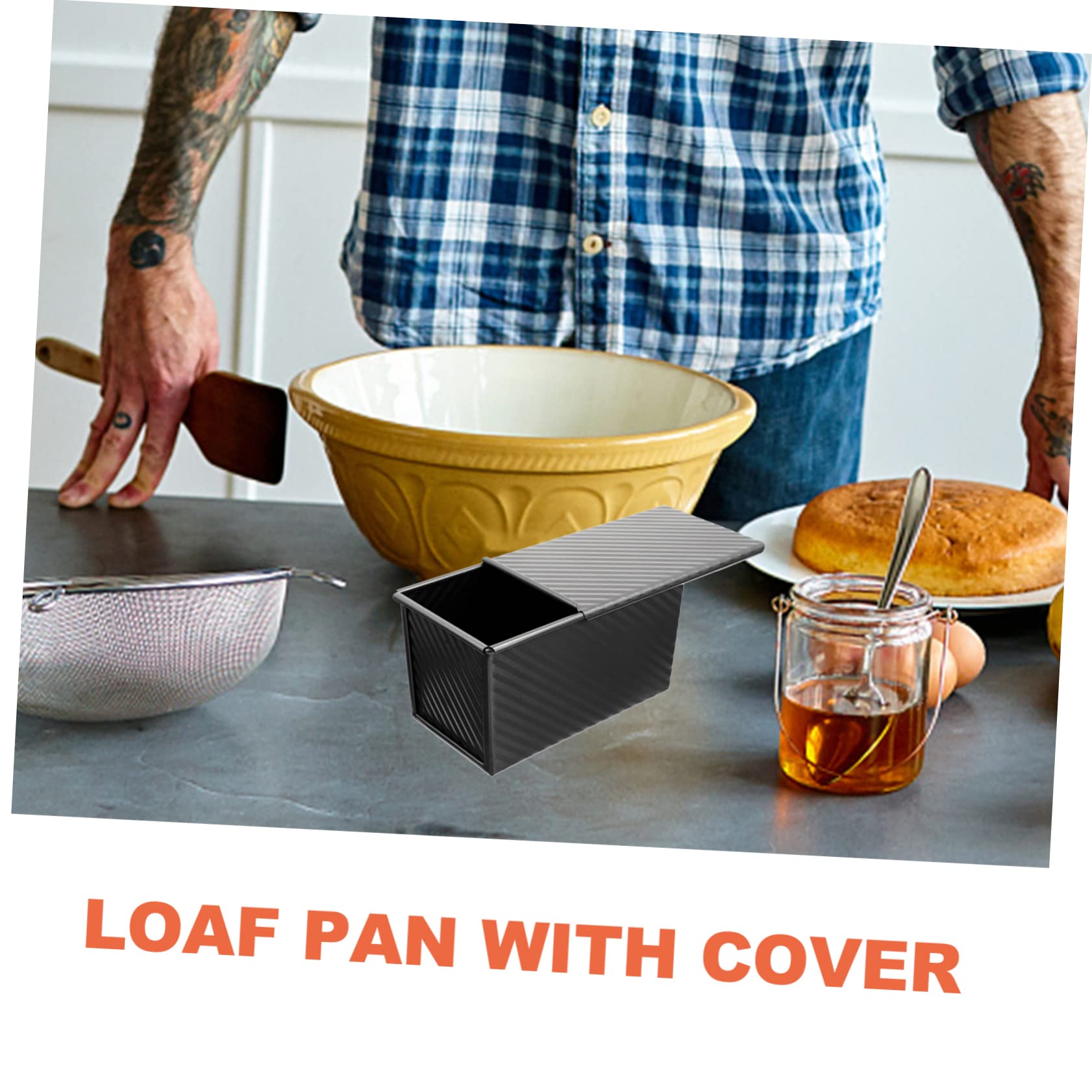 Healifty Loaf Pan with Lid Non Stick Bread Baking Mold for Toast Capacity Bakeware for Home Use for Whole and French Bread Easy to