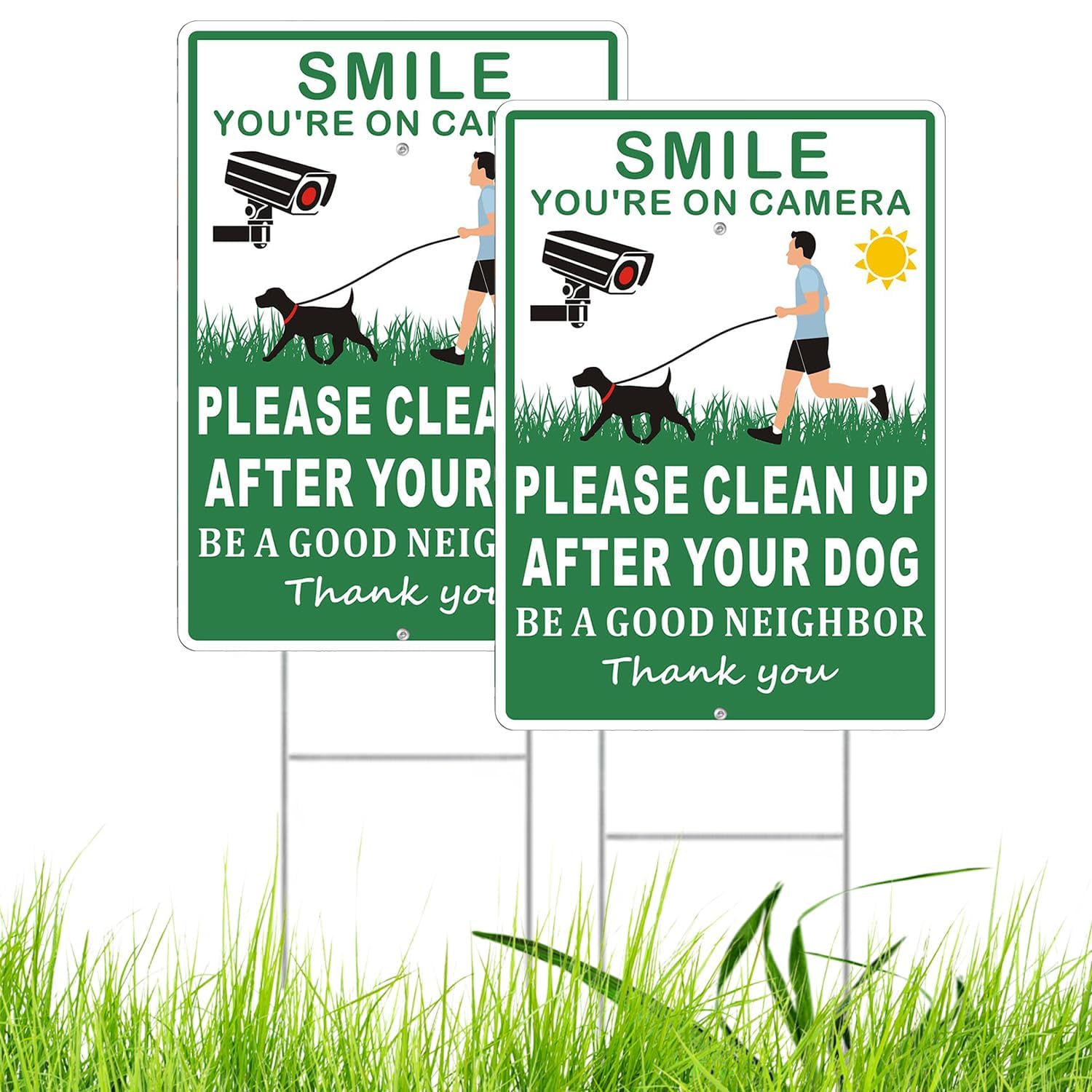 2 Pack Pick Up After Your Dog Sign, No Pooping Dog Signs for Yard with Metal H-Stakes, Clean Up After Your Dog Signs for Lawn and Garden, Please Pick Up After Your Dog Sign, No Dog Poop Signs for Yard-image-15