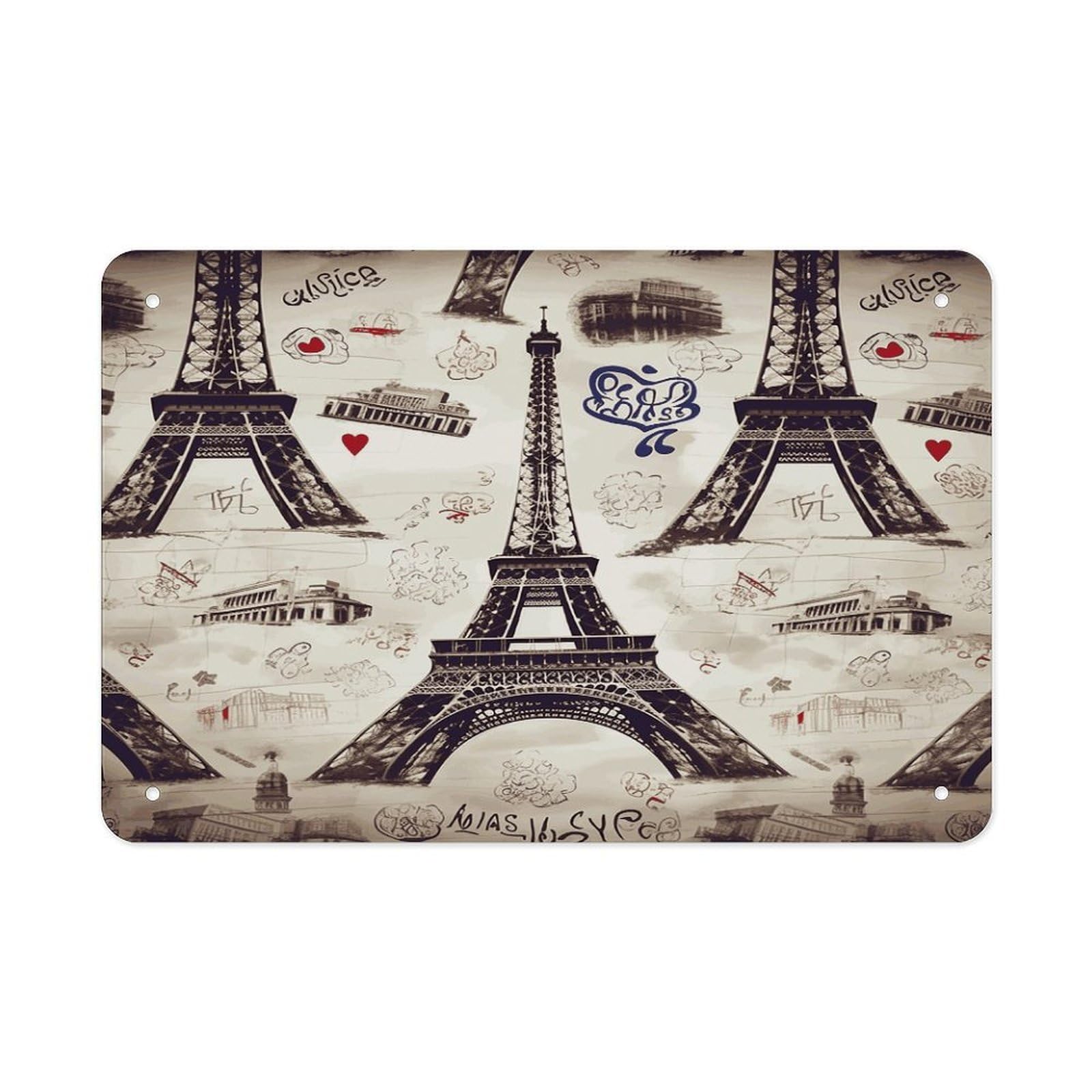Fekiloot Style French Paris Tour Eiffel Tower Metal Signs Wall Art Tin Sign