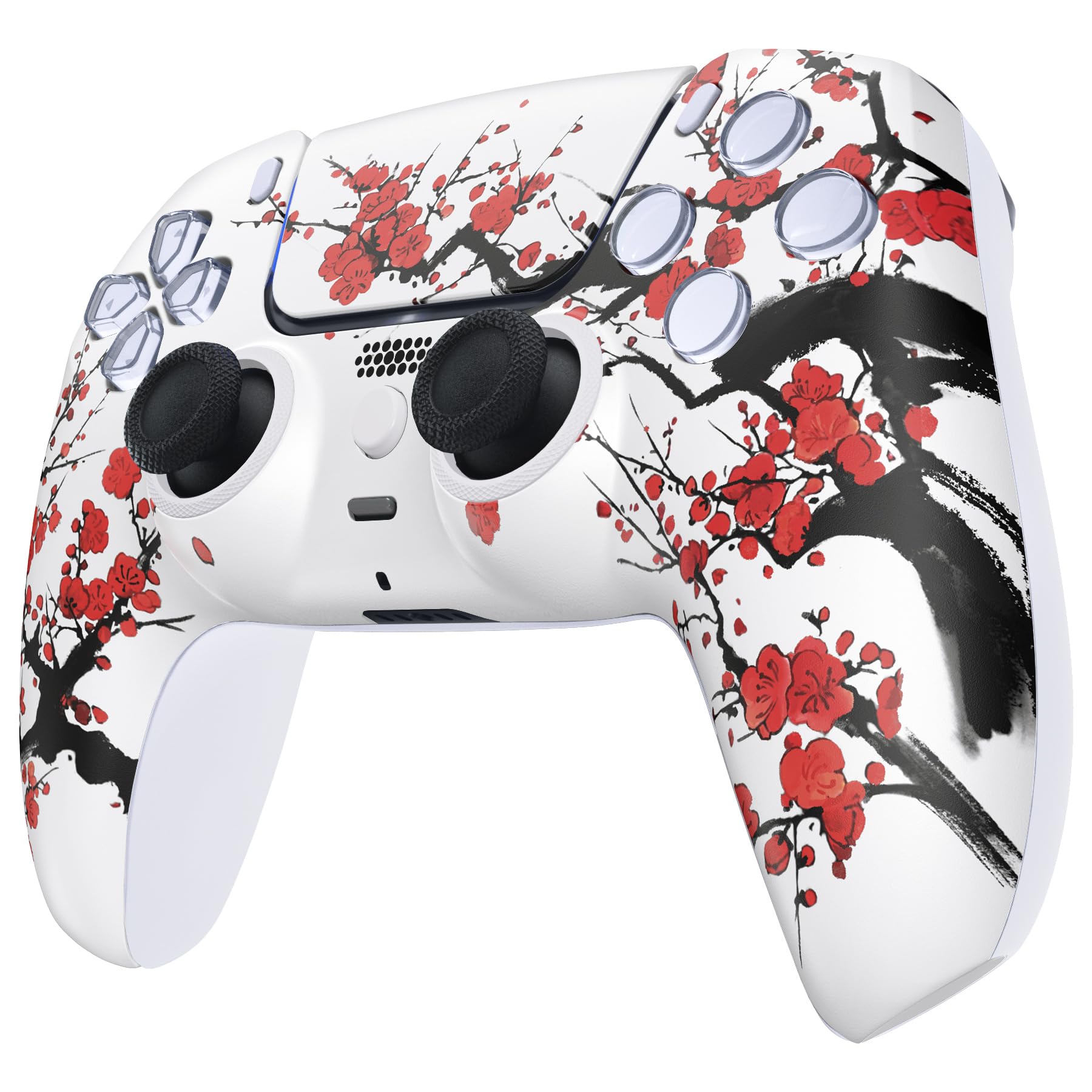 eXtremeRate Luna Cover per ps5 Controller Joystick,Shell Frontale Touchpad Ricambio,Scocca Ridisegnata&Anelli per ps5 Joypad BDM 010/020/030/040/050-Fioritura Invernale