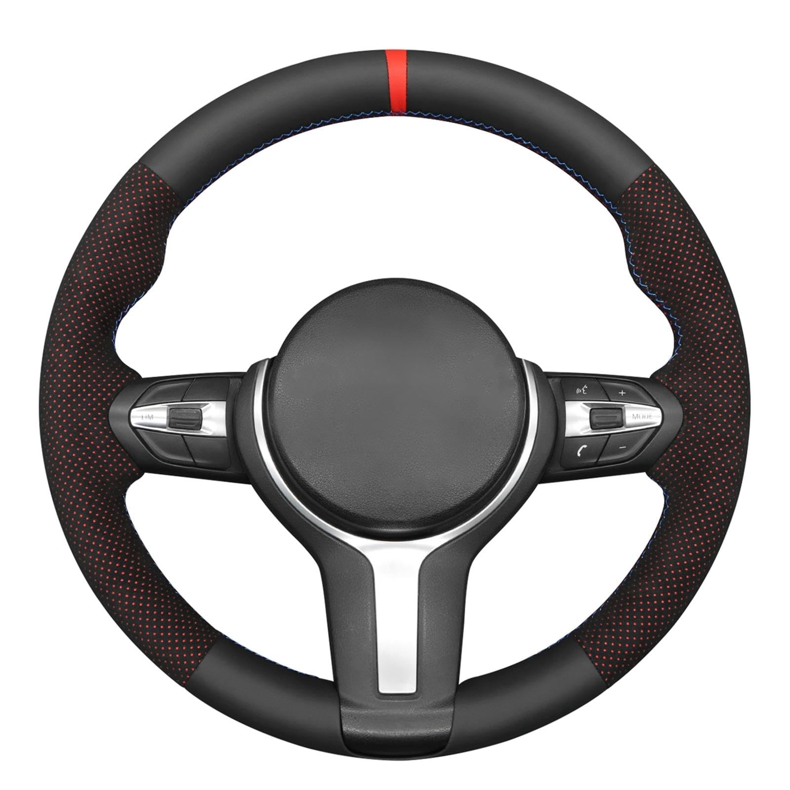 MEWANT Hand-stitched Black Leather Steering Wheel Cover Wrap for F87 M2 F85 X5 M F86 X6 M 2015-2017 F80 M3 F82 M4 M5 2014-2017 F12 F13 M6 F33 F30 M Sport 2013-2017