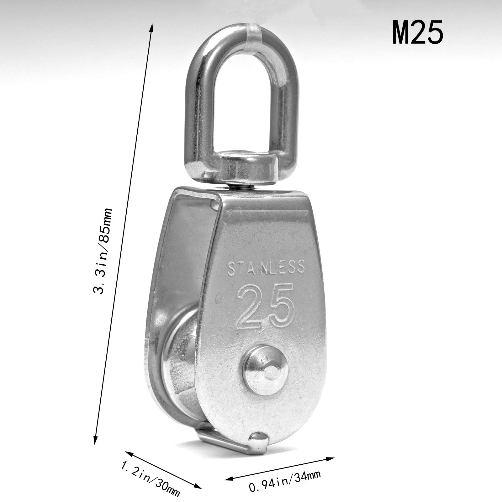 KEPYATI Umlenkrolle 500kg - Edelstahl Flaschenzug Mit Schnapphaken Für Fitness & Outdoor