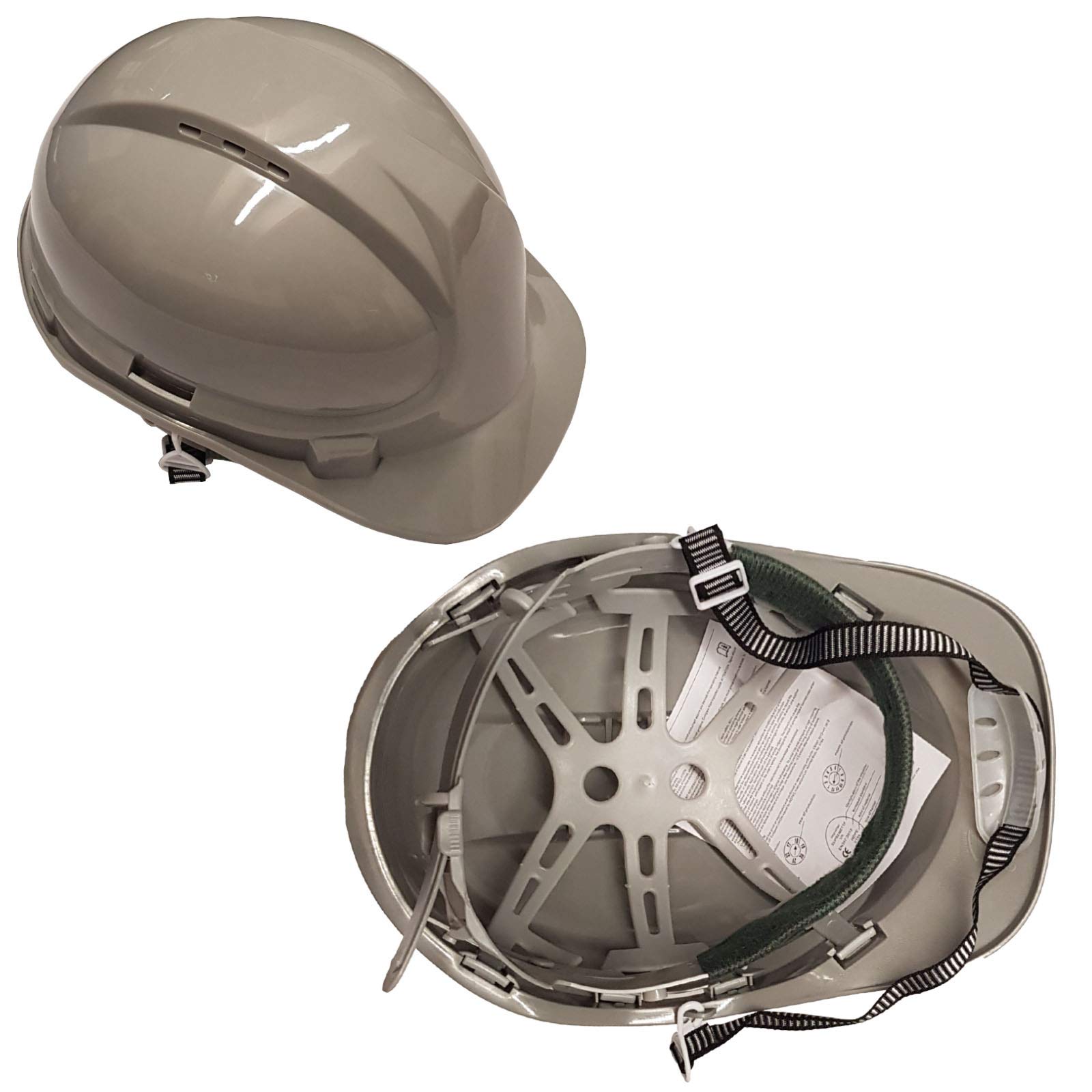 8 Point Safety Helmet Hard Hat Chin Strap Builders Construction Work (Grey)