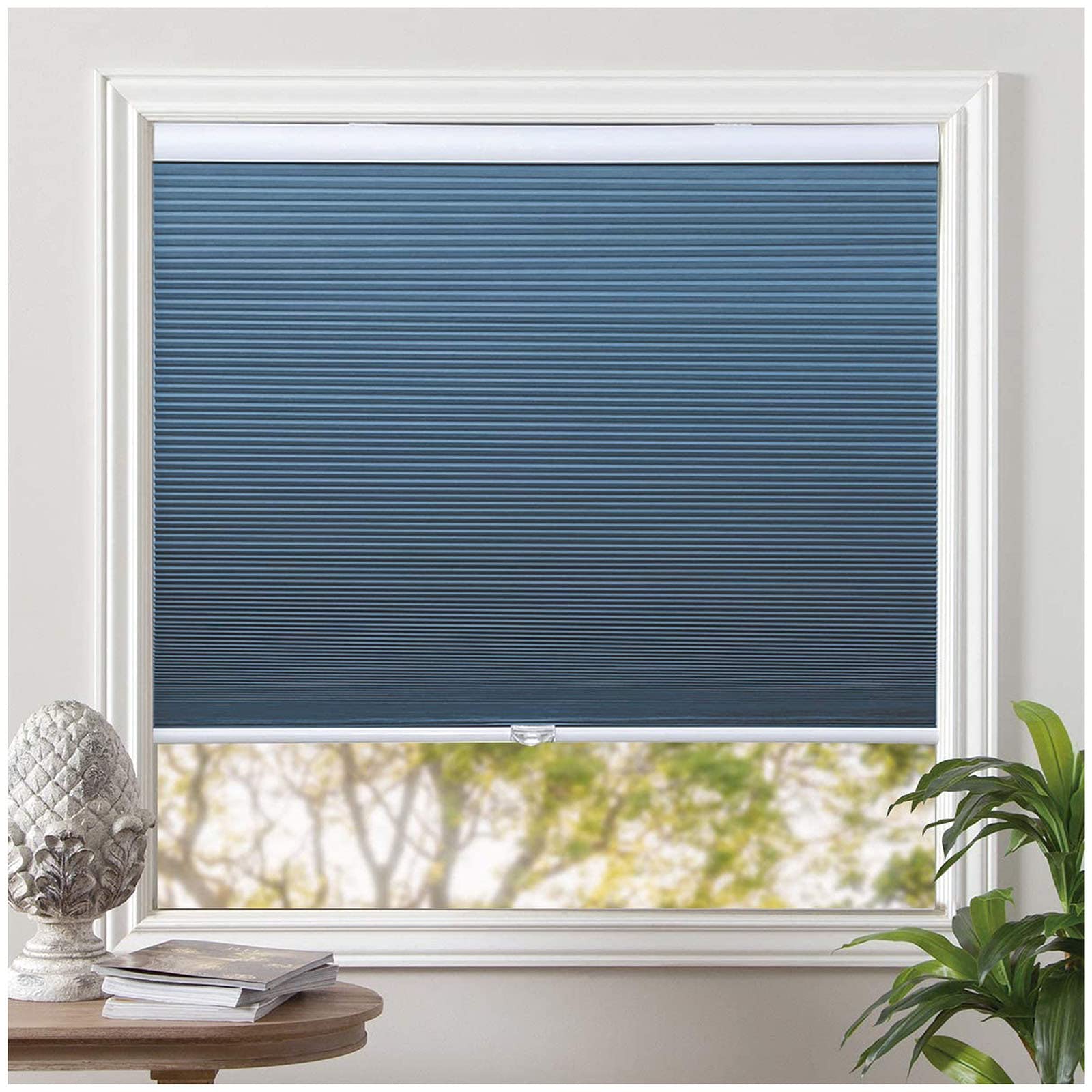 Dlly Blue Cordless Light Filtering Cellular Shades, 25/40/65/80/105/110Cm Honeycomb Blinds, Blackout Honeycomb Window Shades, Pull Down Cellular Pleated Blinds,-120X120cm/47.2 * 47.2In