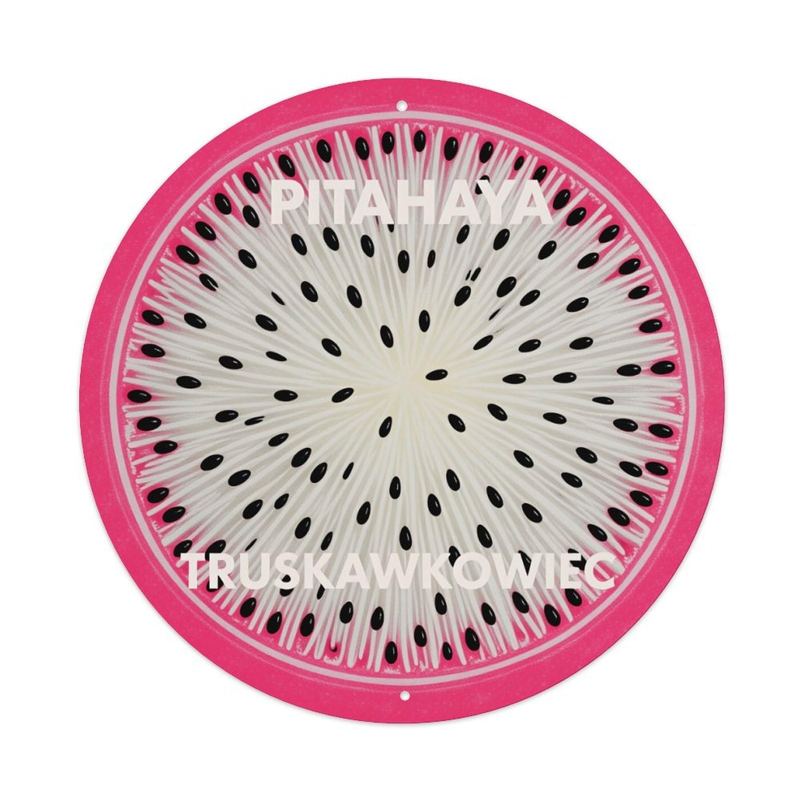 Pink Outer Ring White Center Black Seeds Radiating Pattern Round Tin Sign Vintage Style Metal Sign Home Bar Garden Wall Plaque Decor Metal Poster 8x8 Inch