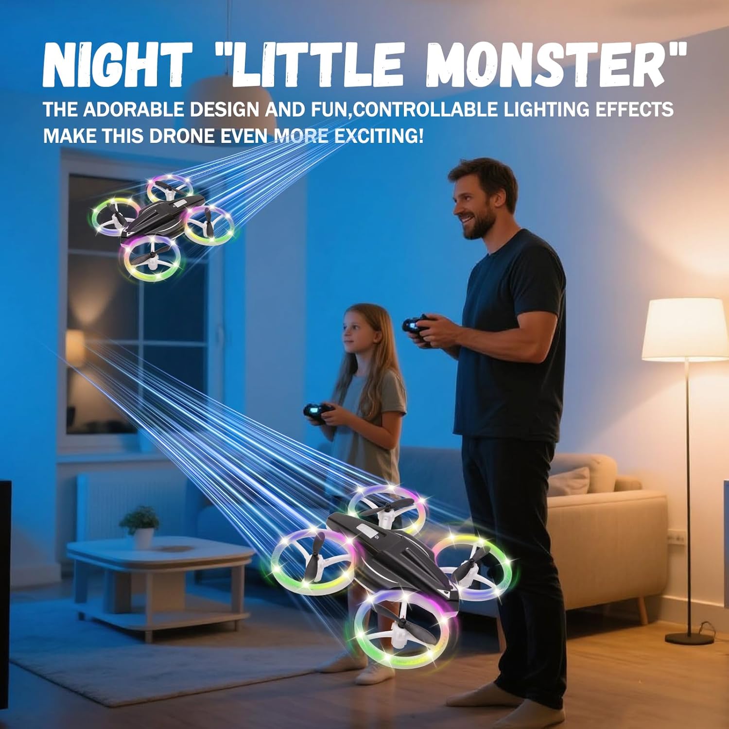 Mini Drone Toy For Children, Remote-Controlled Drone, Quadcopter With Altitude Hold And Headless Mode, All-Around Propeller Protection. Led Lights, 3 Speed Modes, Gift For Boys And Girls (Black).