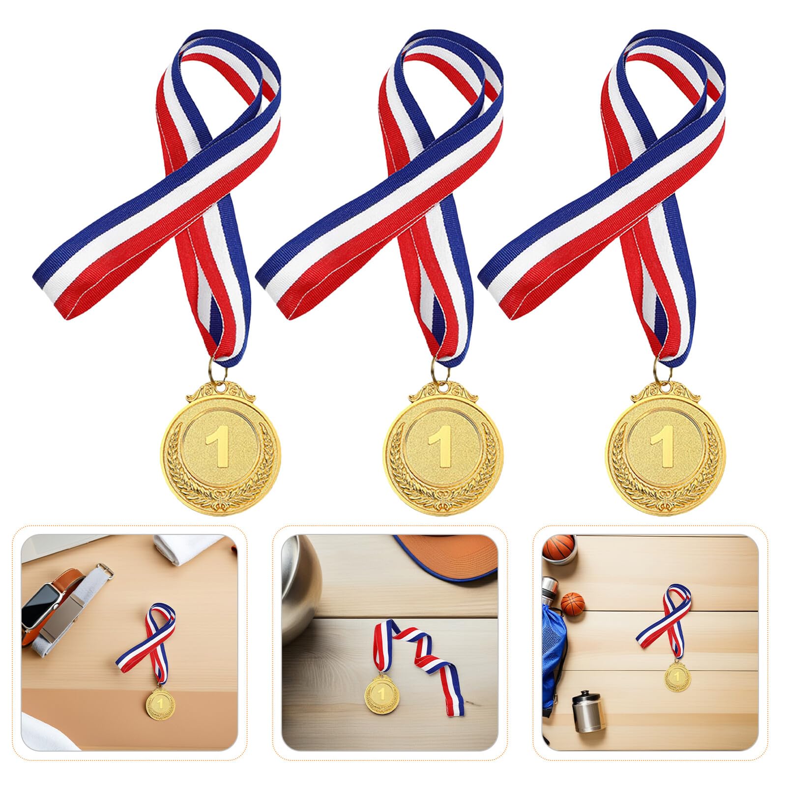 BESTonZON 15 Pezzi Medaglie d Oro in Lega con Nastro per Premi Sportivi Numerati per Gare Scolastiche Medaglie Resistenti per Corsa e Competizioni Giovanili
