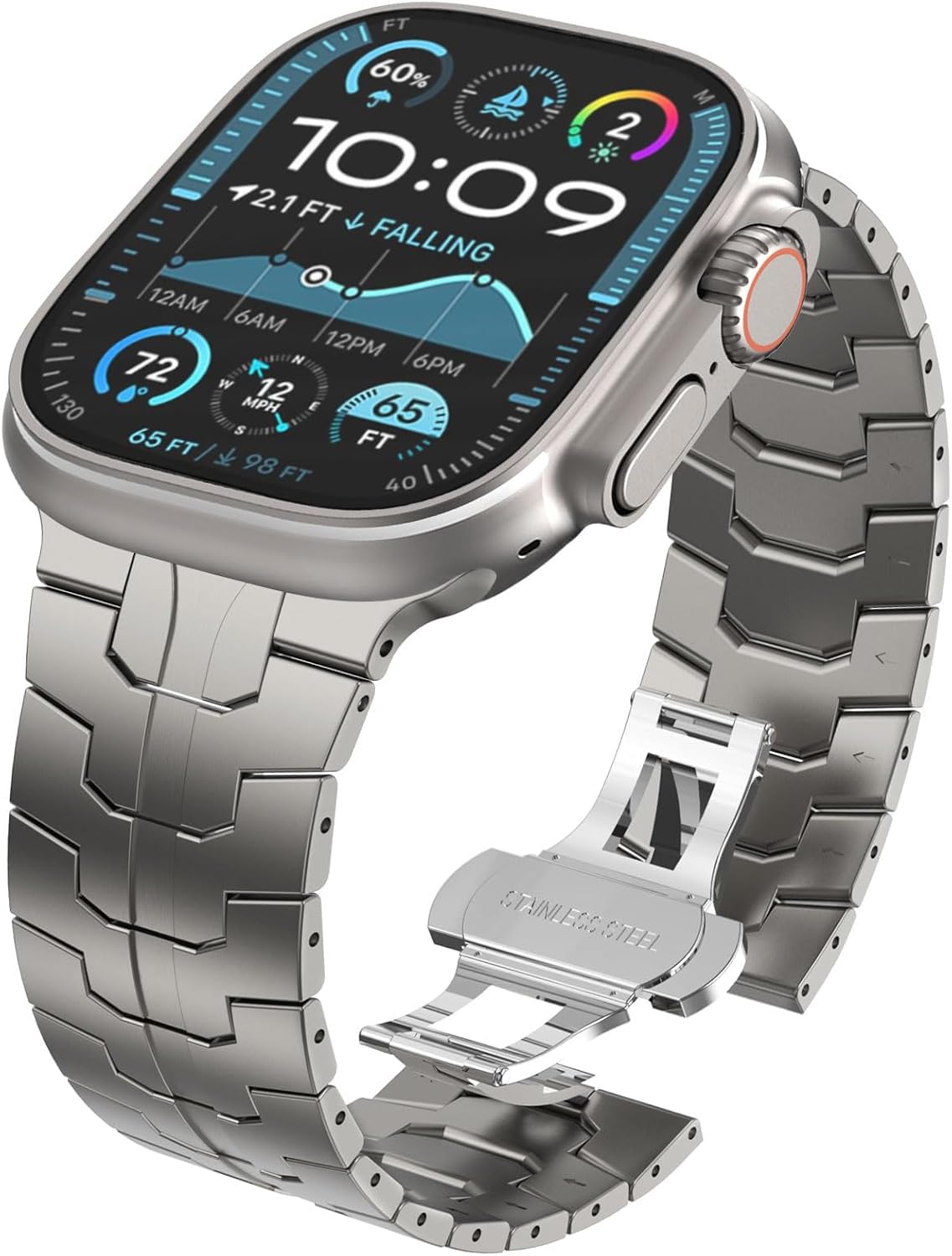 WINGLE Titanium Band for Apple Watch Ultra 2 49mm 46mm 45mm 44mm 42mm Series 10 9 8 7 for Men - Rugged Lightweight Metal Strap for iWatch Series SE 6 5 4 3 2 1