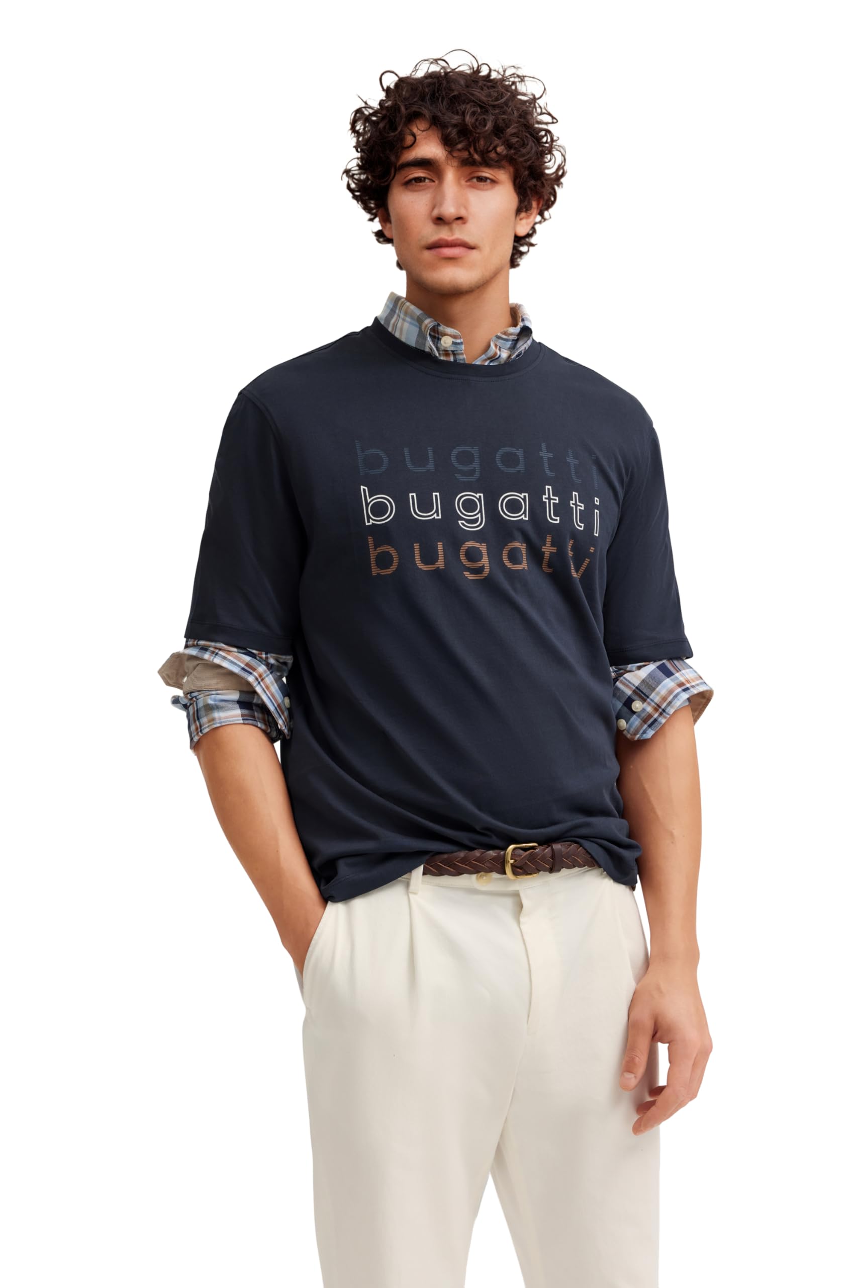 Bugatti Men's 390-Navy Blue 8350-15042E Short Sleeve T-Shirt, 390-Navy, Xxl