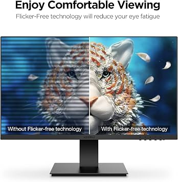 KOORUI 24 Inch Computer Monitor, FHD 1920 x 1080p Office PC Monitor IPS Display 75Hz, HDMI, VGA, VESA Mountable, Frameless, Eye Protection and Ergonomic Tilt Adjustment, Black