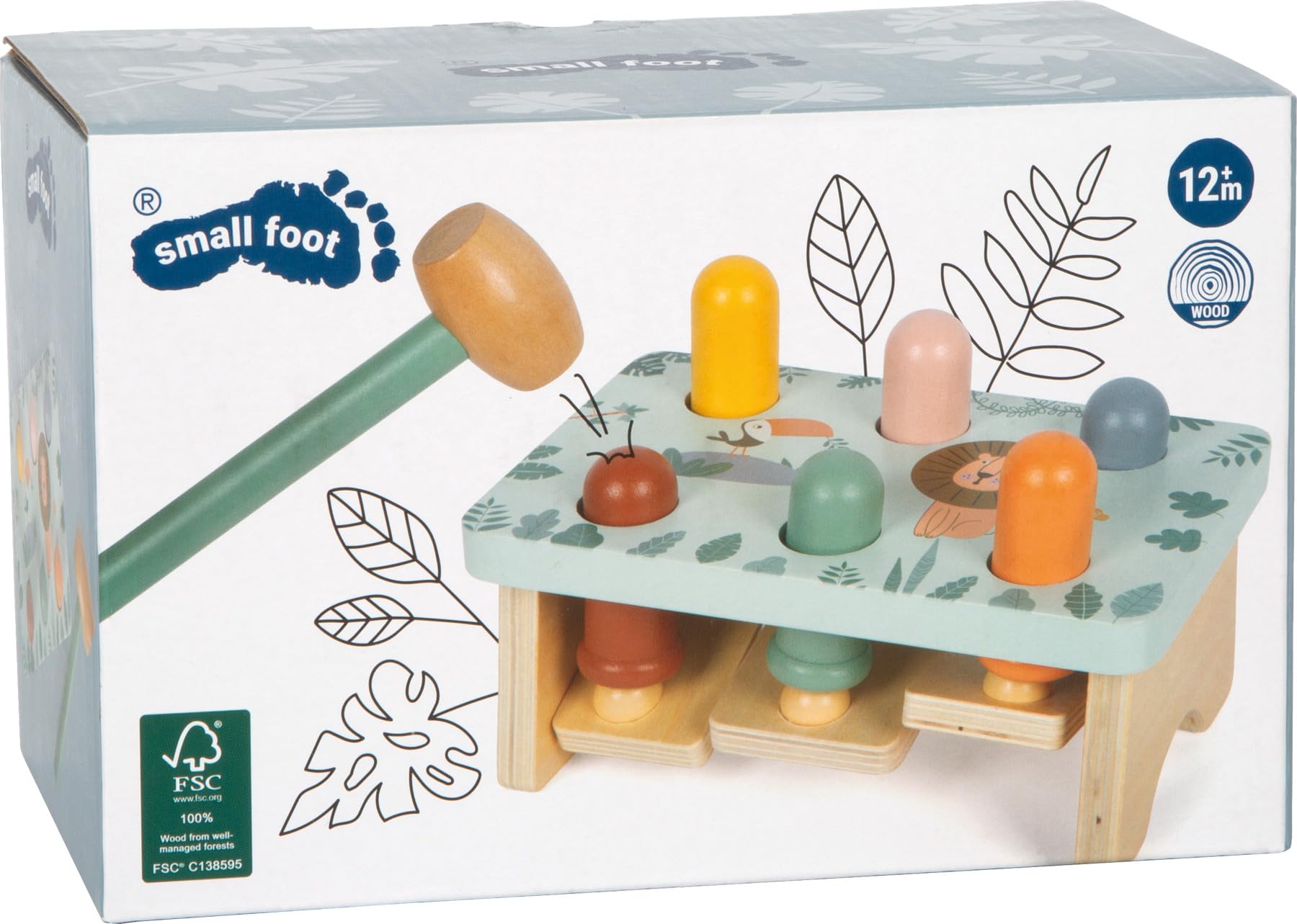 Small Foot Banc à marteler Safari en Bois certifié FSC 100% dès 12 Mois 12740