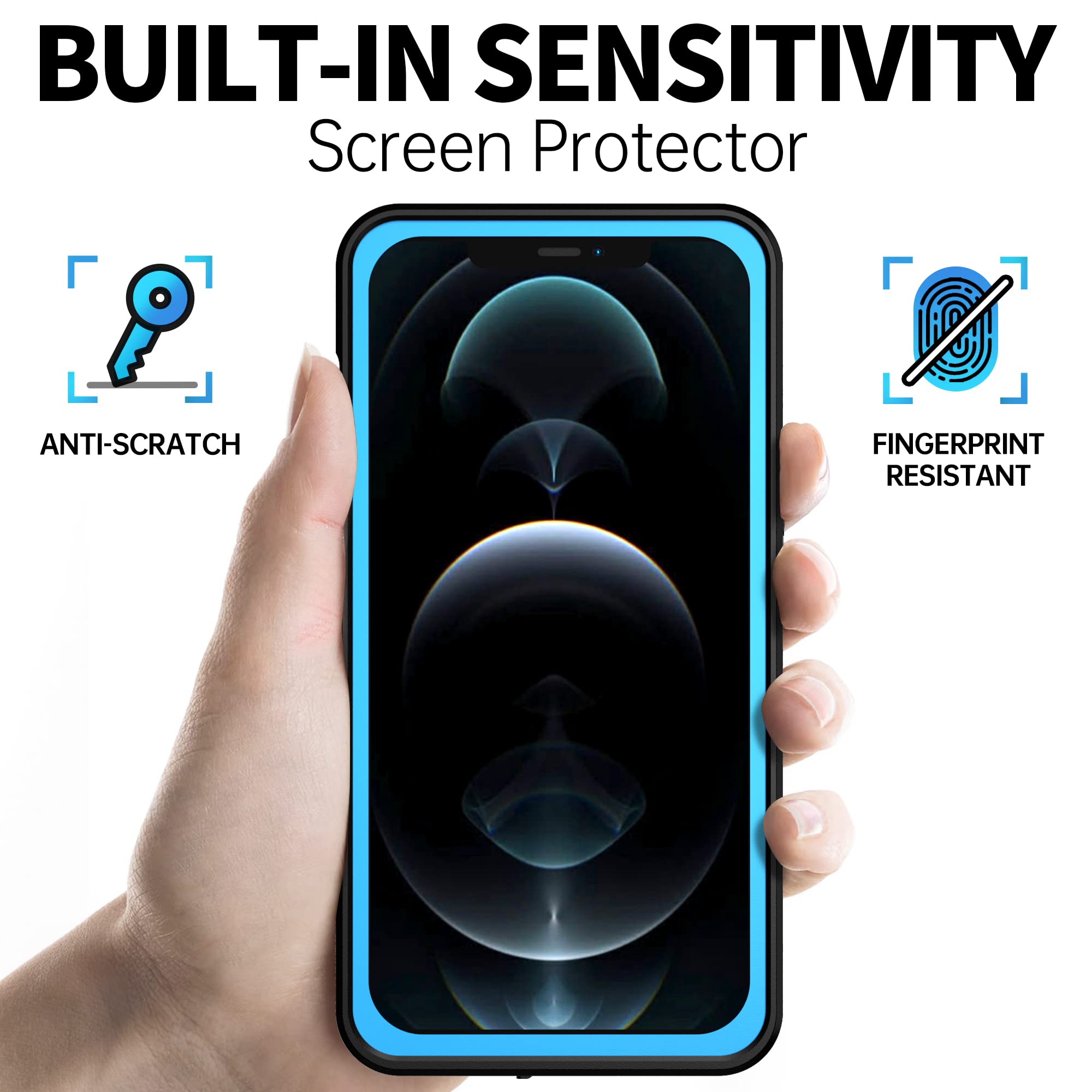 BEASTEK Funda impermeable para Apple iPhone 12 Pro Max, serie NRE, a prueba de golpes, a prueba de polvo bajo el agua certificado IP68, con protector de pantalla integrado, 6.7 pulgadas (azul)