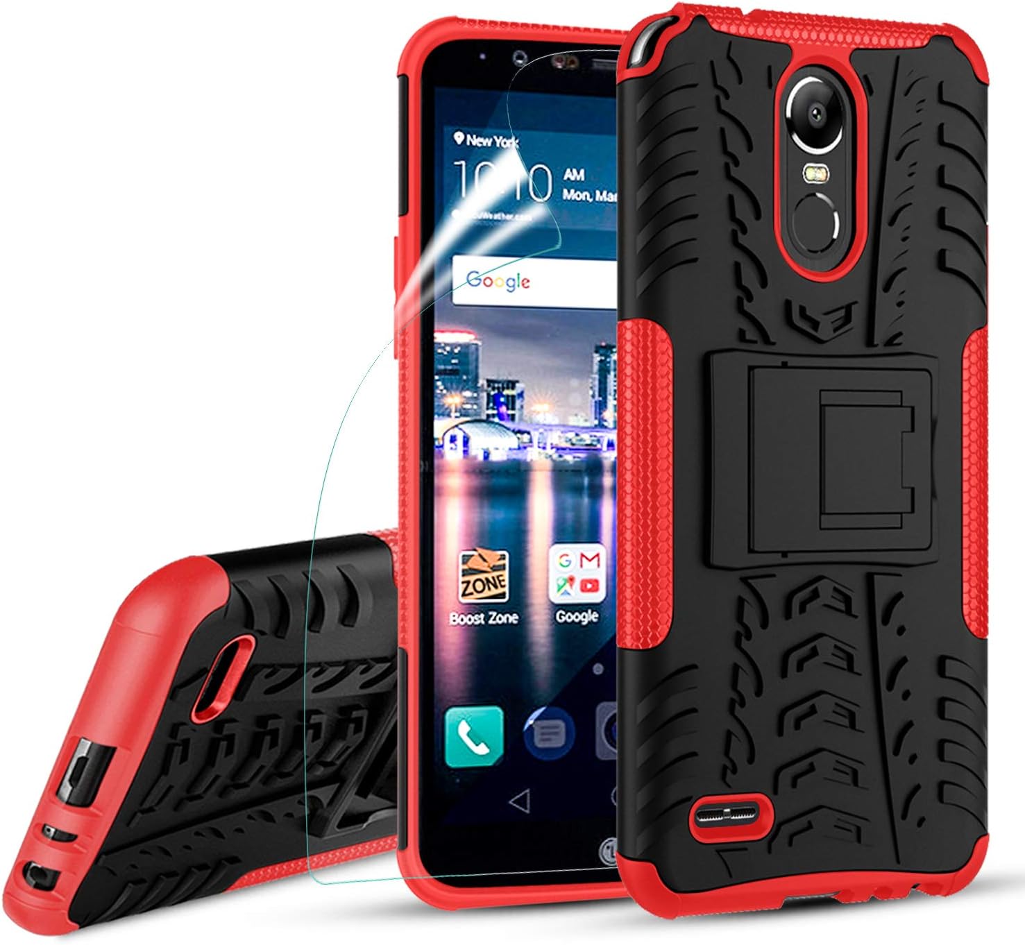 OEAGO LG Stylo 3 Case, LG Stylo 3 Plus Case, [Shockproof] [Impact Protection] Tough Rugged Dual Layer Protective Case with Kickstand for LG Stylo 3 / LG Stylo 3 Plus/LG Stylus 3 - Red