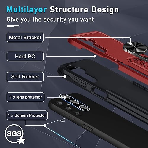 Miniatura 3 de Janmitta Funda para Samsung Galaxy A14 5G con protector de pantalla + protector de lente de cámara, resistente a prueba de golpes, funda protectora