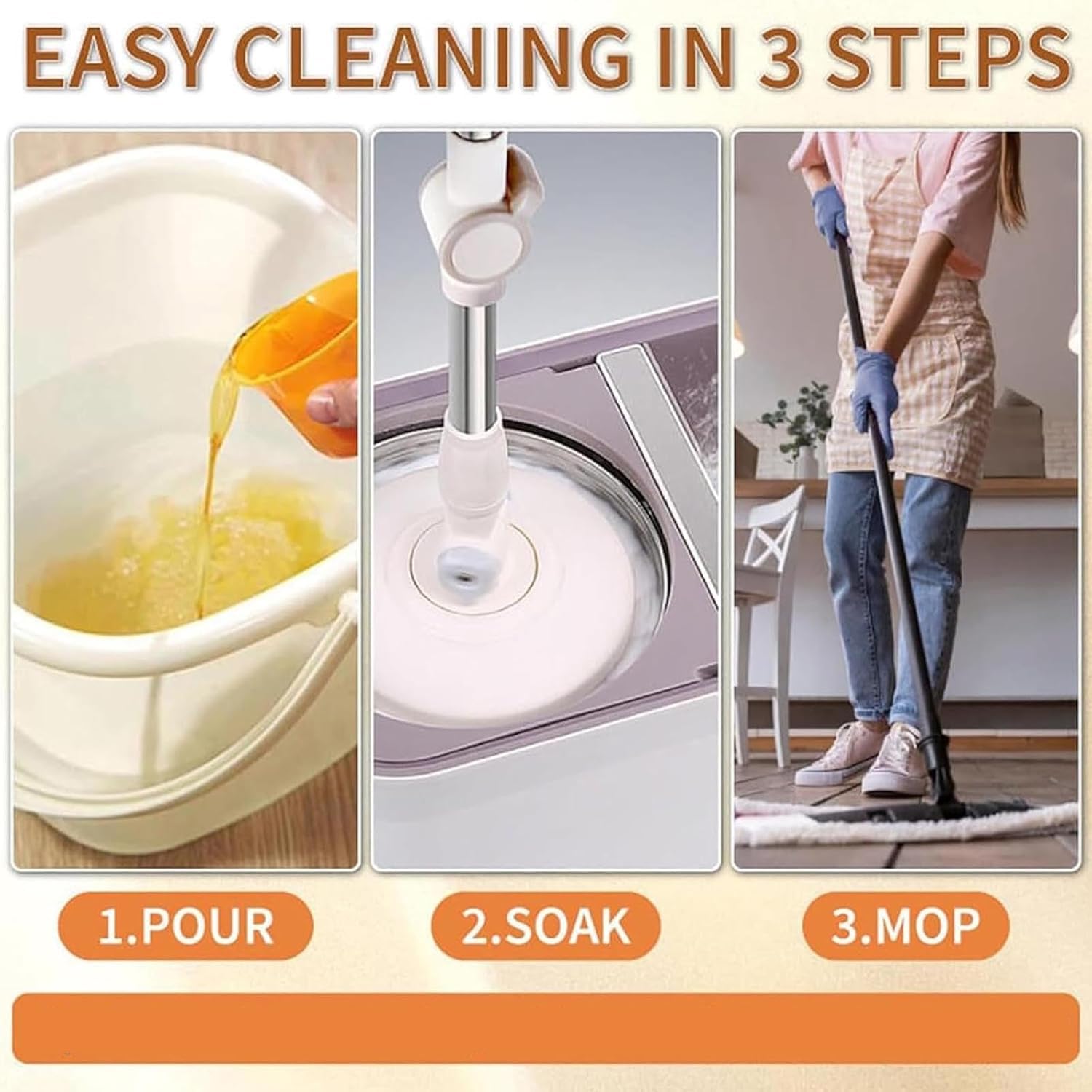 Genérico Munich Sunny Floor Cleaner, Spainho 5 in 1 Floor cleaner, 2025 New Hardwood Floor cleaner, Effortlessly Clean Your Flooring, Suitable for Hardwood and Tile Floors (1PCS)
