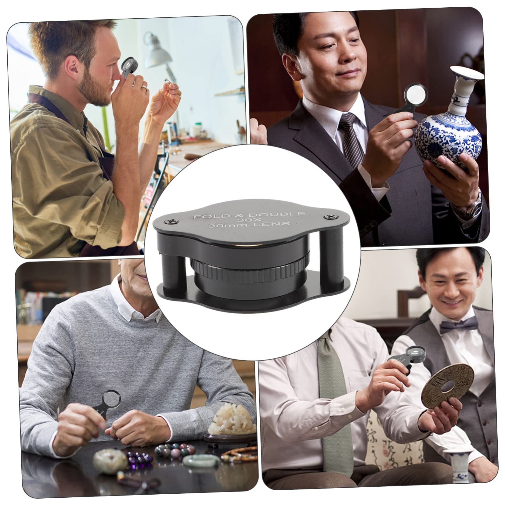 FRCOLOR 4 Stück Faltbare Lupe vergrößerter Spiegel Leselupe für Buch Faltlupe Schmucklupen Seitenlupe lupenglas vergrößerungsglas Magnifier tragbare Lupe Handlupe Aluminiumlegierung Black