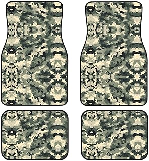 Army Digital Camouflage Print Full Coverage Car Floor Mats 4-Piece Flexible Anti-Slip Vans Sedans Trucks SUV