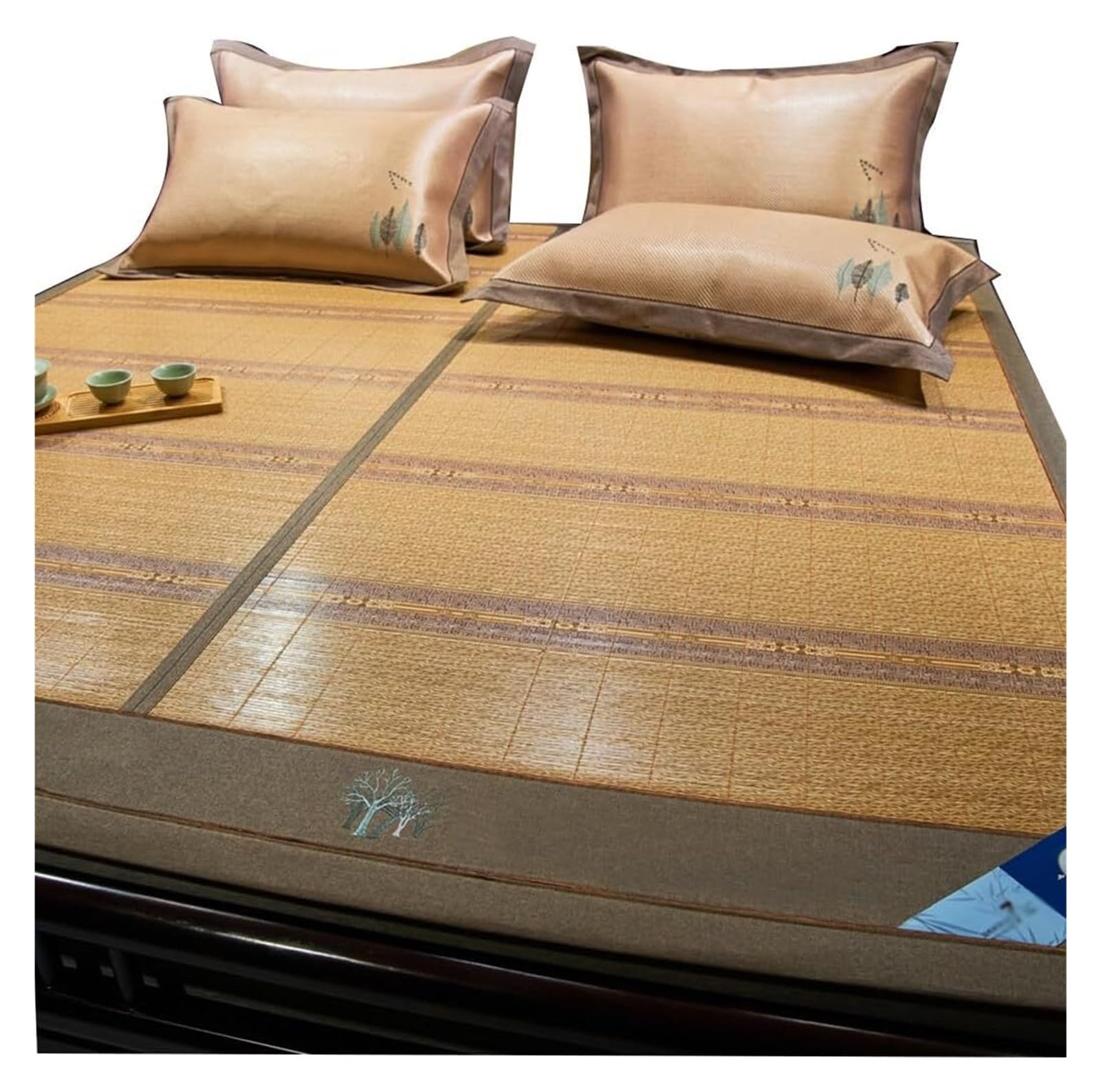 CVdrtyED Human Cooling Mat Summer Sleeping Mat Bamboo Cooling Mattress Bedding Double-Sided Folding Ice Silk Durable Smooth(C,1.5 * 1.95M/59 * 77in)
