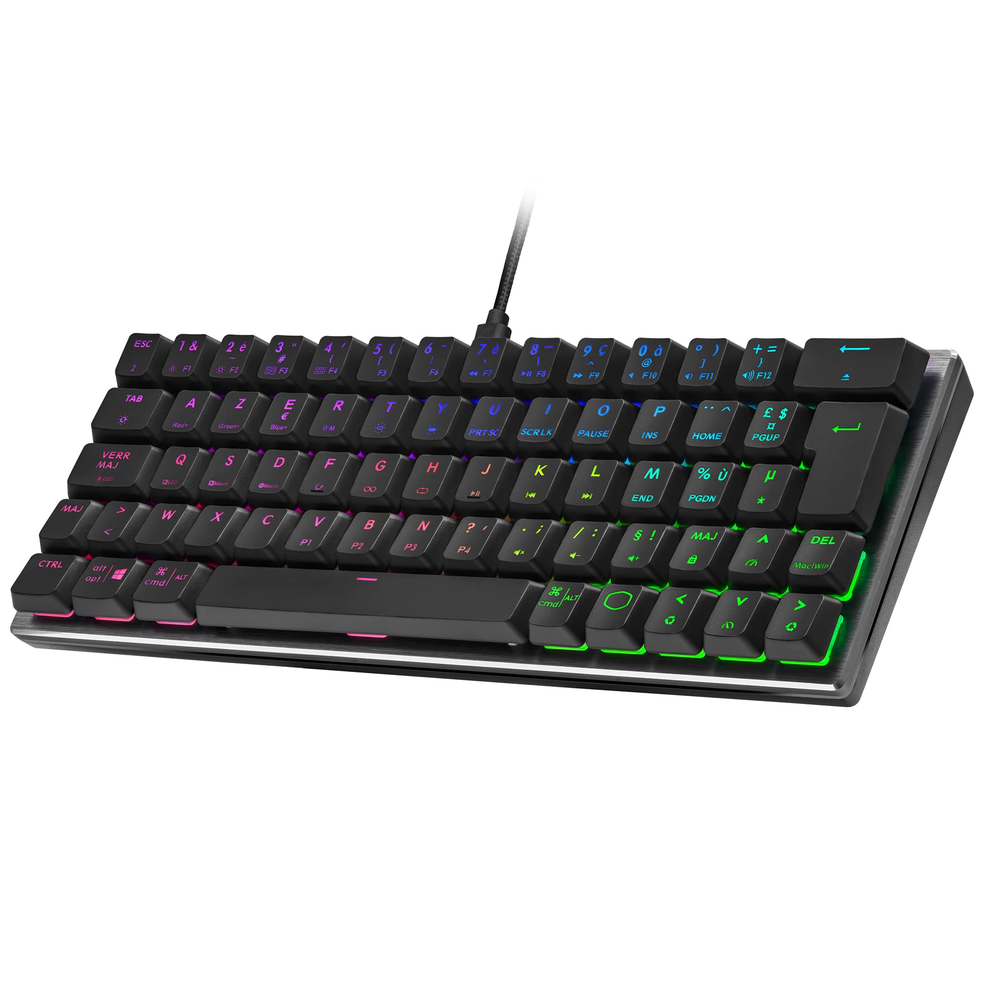 Cooler Master SK620 Teclado para Juegos con Cable - Diseño Compacto del 60%, Teclas mecánicas Planas, iluminación RGB por tecla, Teclas directas, MacOS/Windows Compatible - Diseño Space Grey, FR