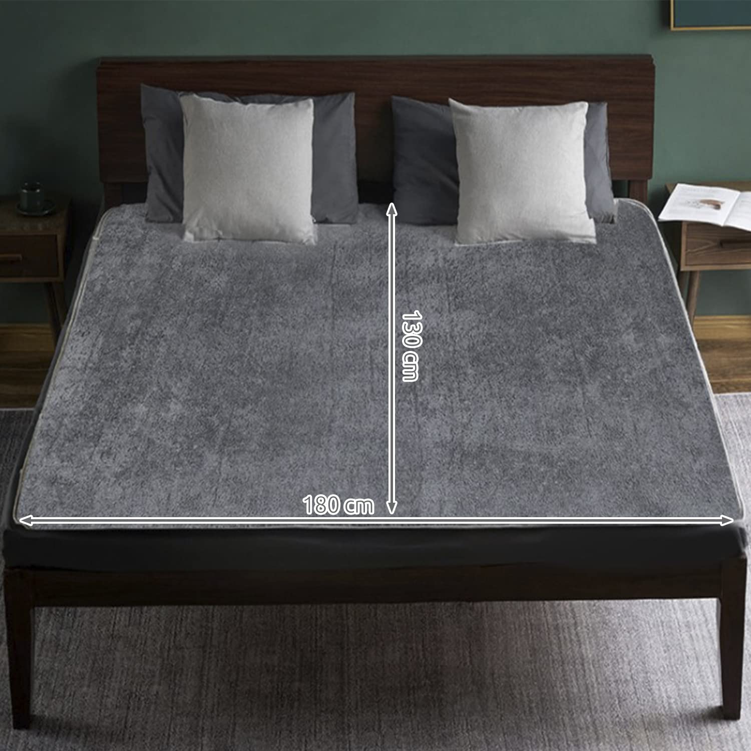 MT MALATEC Couverture chauffante électrique - 180 x 130 cm - Avec 6 niveaux de puissance - Arrêt automatique et protection contre la surchauffe - Lavable - Gris - 8817