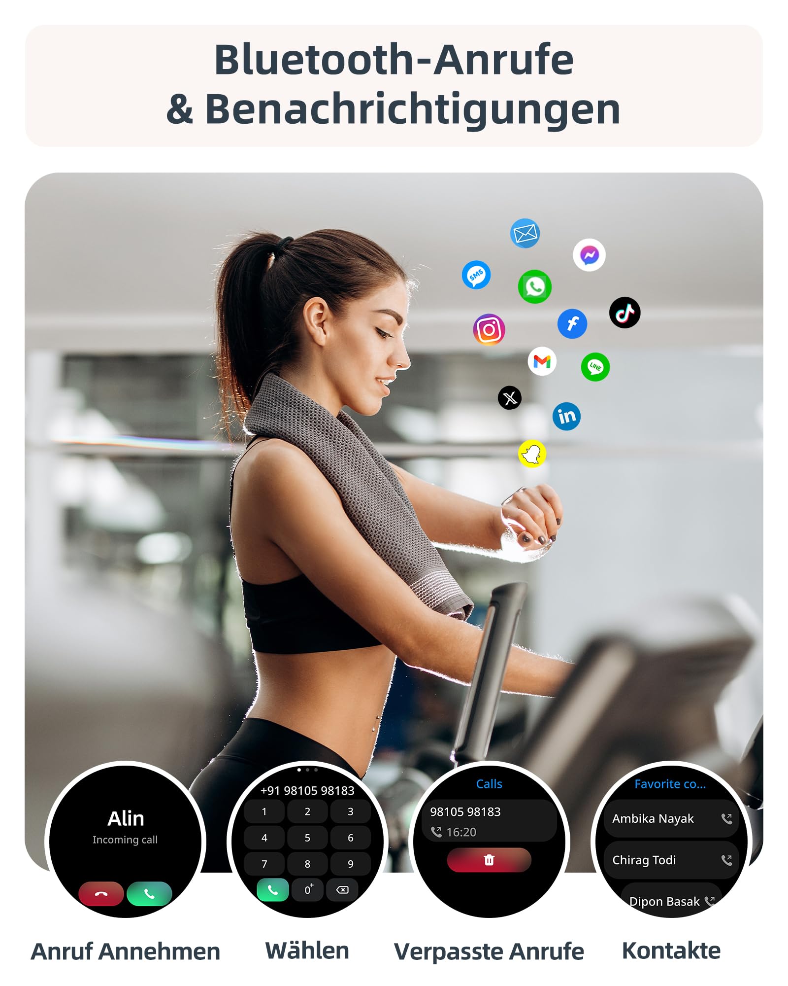 Parsonver Smartwatch Damen Herren mit 5ATM Wasserdicht, Schwimmuhr mit Telefonfunktion, Fitnessuhr mit 100+ Sportmodi, Herzfrequenz, Schlaftracking, Smart Watch für Android & iPhone (Roségold, 44 mm)