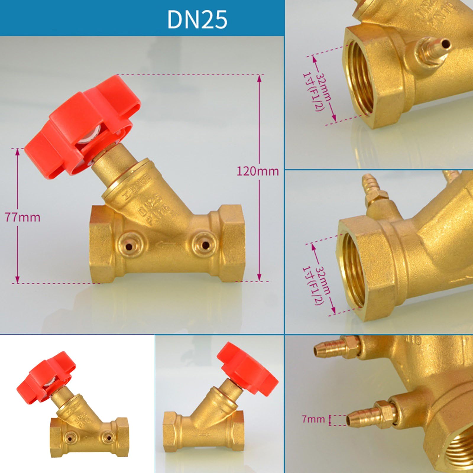 Ottone Professionale Valvole Controllo del Flusso con Pressione Sistemi Riscaldamento per Porte Valvole bilanciamento per Tubi Varie Dimensioni Sistemi Riscaldamento per Porte per Tubi
