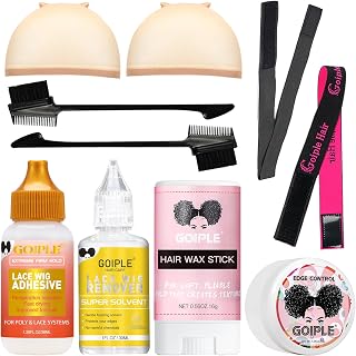 Lace Front Wig Glue Set - Waterproof With Tools, Hair Wax Stick, Remover, Edge Control Wax, Wig Band, and Dual Brush