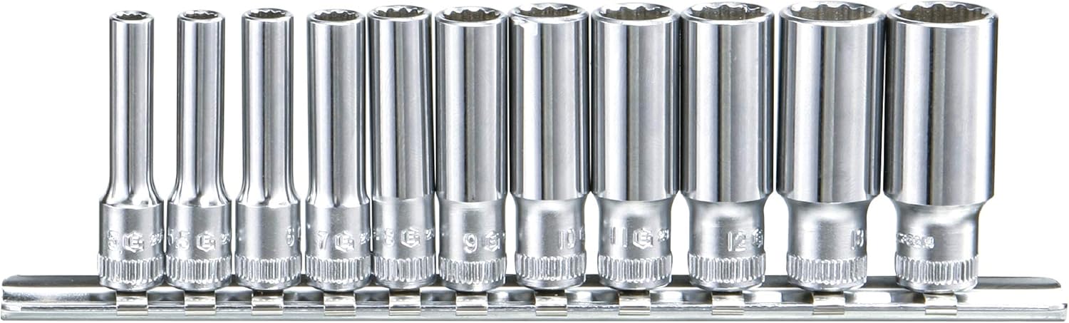 Genius Tools 11 Piece 1/4" Dr. Metric Deep Hand Socket Set (12-Point) TW-211MD