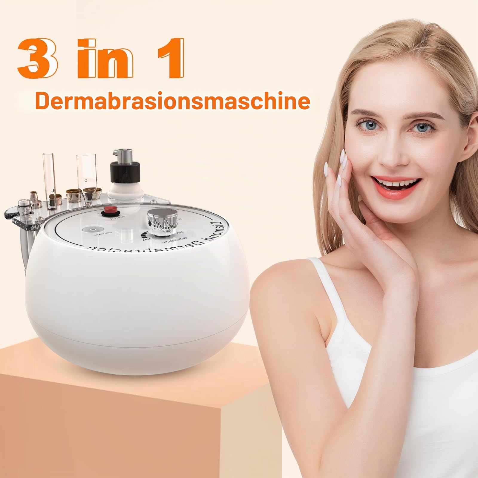 3 in 1 Diamant Mikrodermabrasionsgerät | Dermabrasionsgerät für Peeling und Mitesserentfernung, Gesichtspflegegerät für den Heim Spa Einsatz