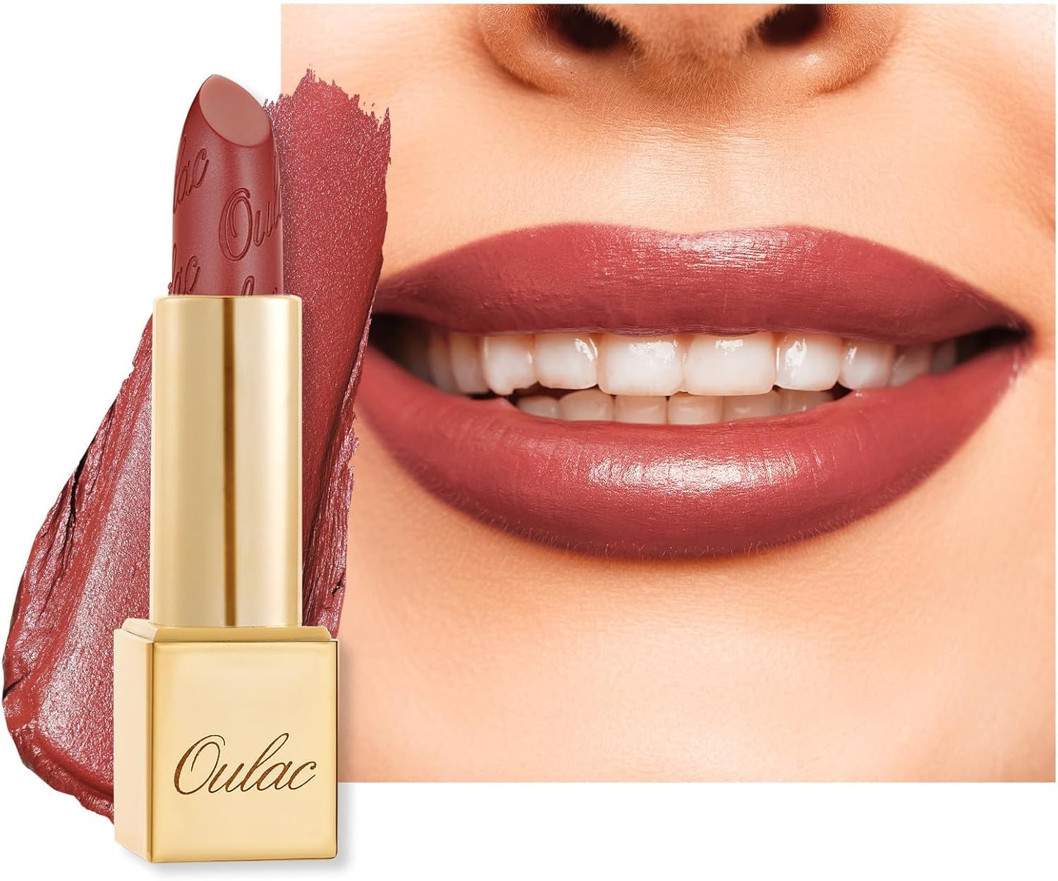 OULAC Glow Metallic Shine Pink Lipstick, Rose High Impact Lipcolor, Lightweight Soft and Ultra Hydrating, Long Lasting, Vegan & Cruelty-Free, Full Coverage Lip Color 4.3 g/0.15 GM05 Spice up