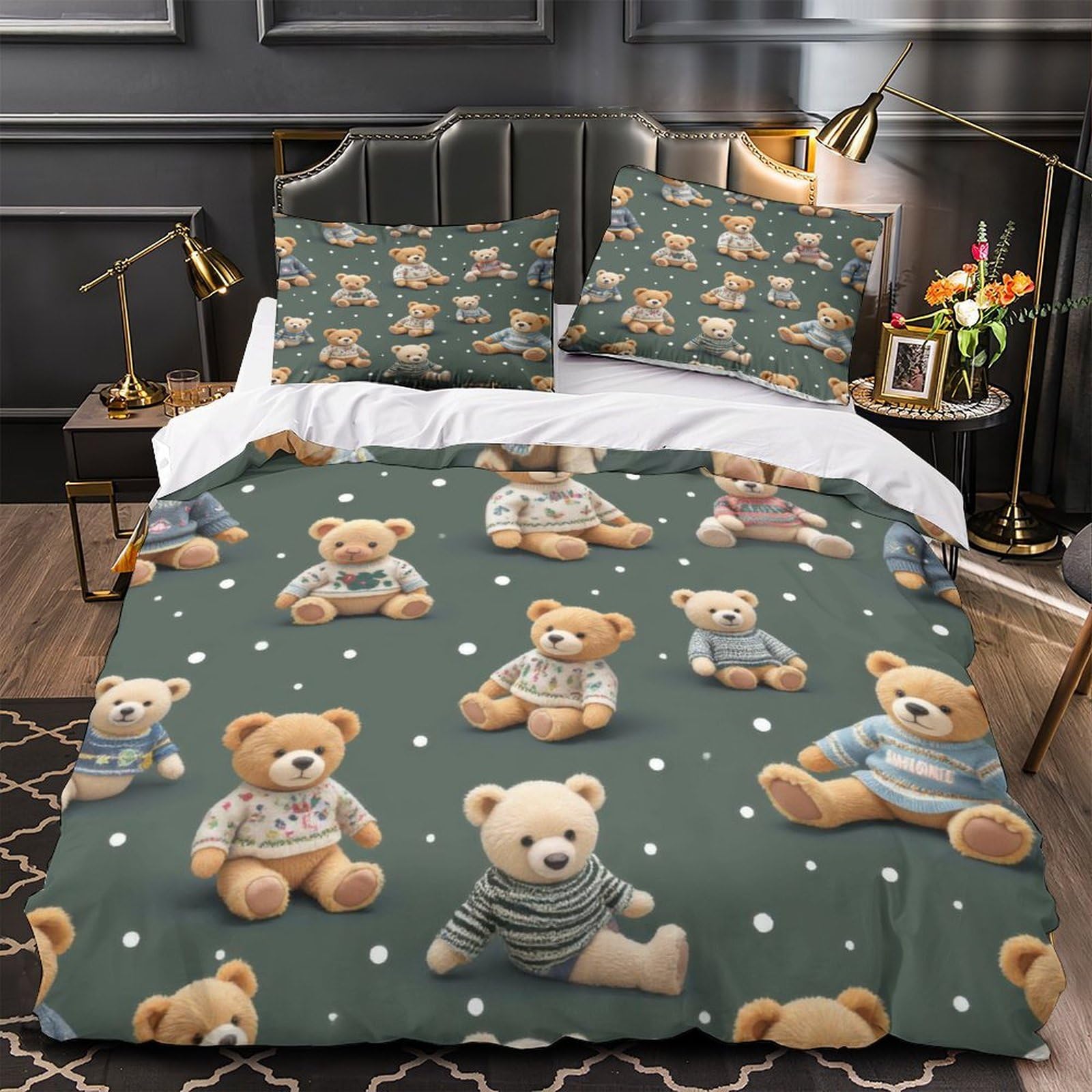 3D Druck Niedliche Teddybär Mikrofaser Bettbezug Weich Schlafzimmer Deko Teddybären Bettwäsche Set für jedes Alter Geschenk Super King（260x220cm）