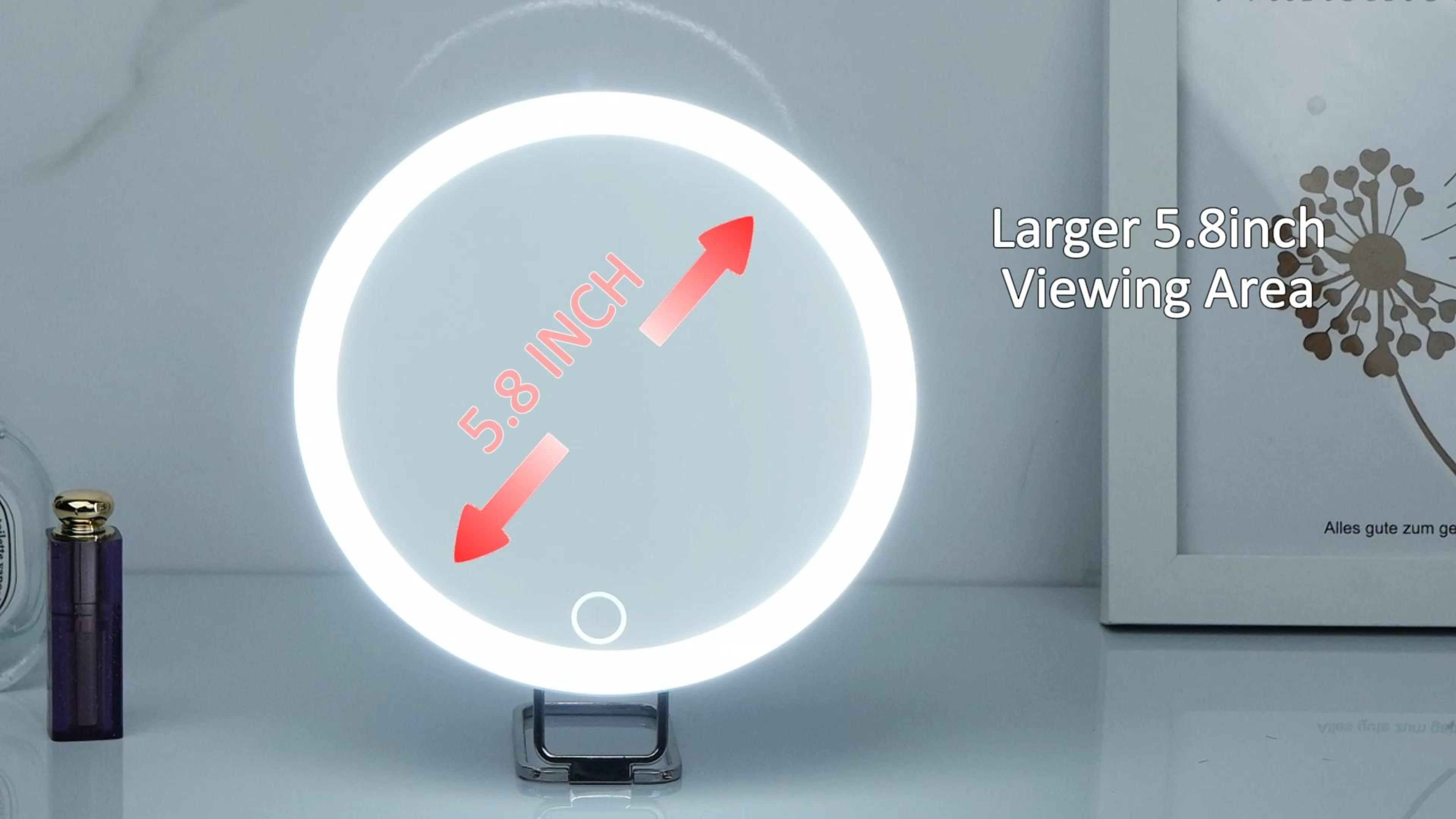 Miroir Grossissant 20x Avec Lumière LED - 3 Couleurs Réglables, Portable Et Rechargeable - 12