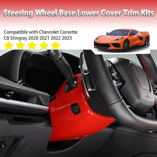 Miniatura 2 de Cubierta inferior para base de volante compatible con Chevrolet Corvette C8 Stingray 2020-2023 ABS 2 piezas, accesorios de moldura interior del