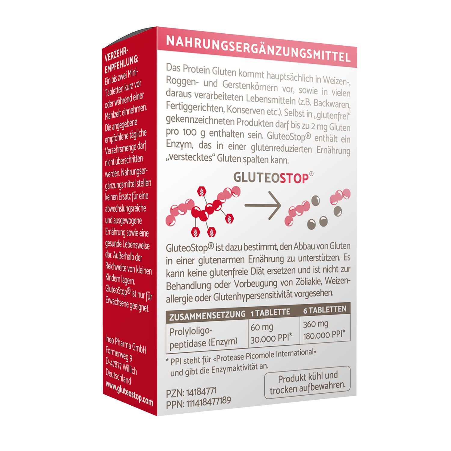 GluteoStop® Compresse enzimatiche 90 pz. – Favorisce la degradazione del glutine • Complesso enzimatico per digestioni sensibili • Vegano, senza glutine, compresse mini