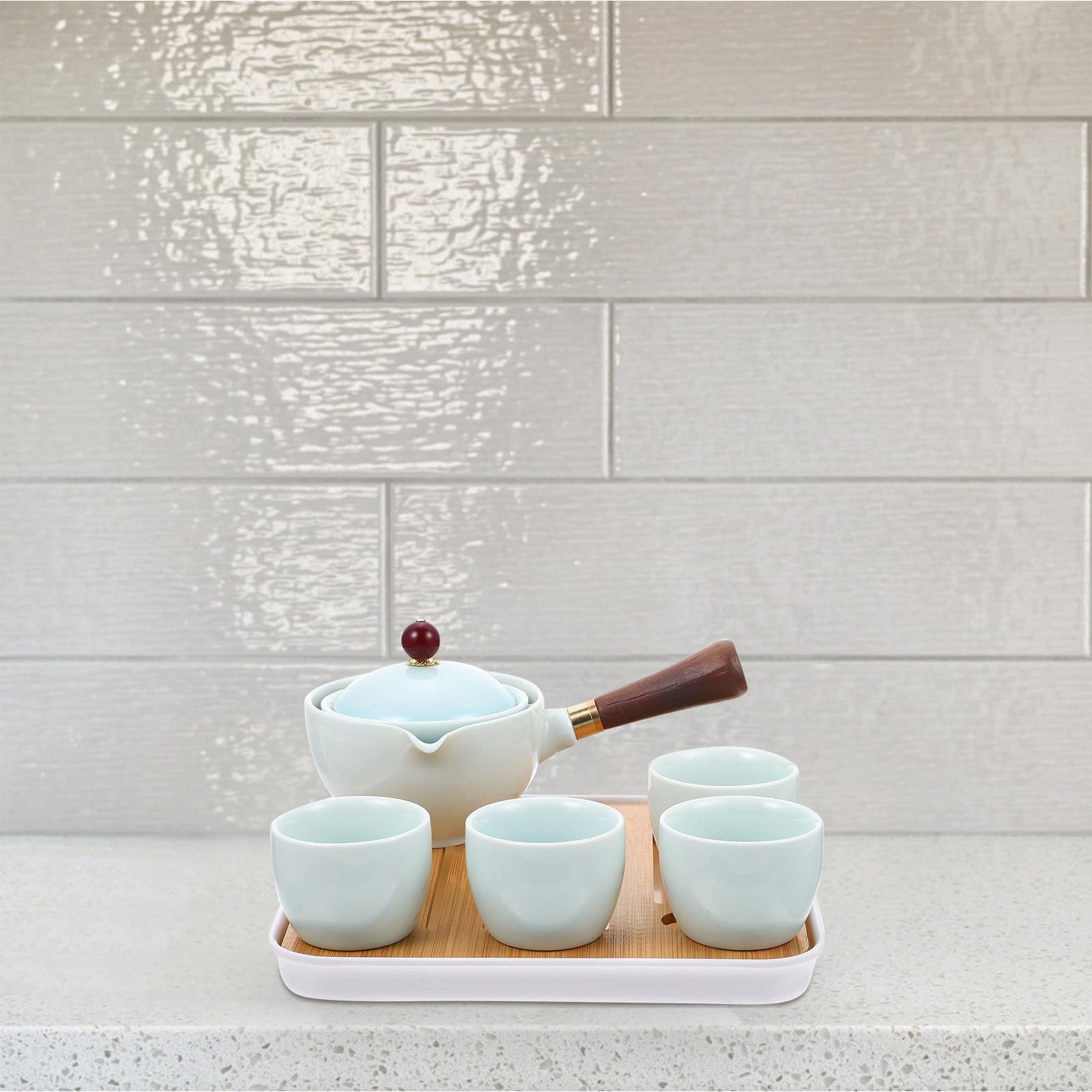 Mipcase Tetera de Cerámica Asa para Hacer Té Estilo Kung Fu, Práctico Juego de 1 Set Elegante para Oficina y Momento de Té Tarde