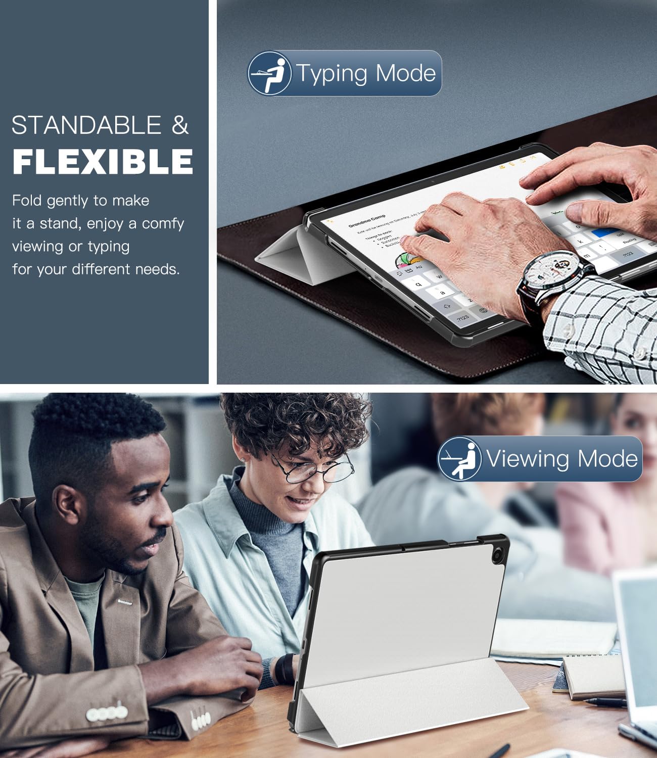 TiMOVO Cover per Samsung Galaxy Tab A11+ Plus/A9+ Plus 11 Pollici (2025/2023), Custodia Protettiva Leggera e Sottile con Cover Rigida, Auto Sveglia/Sonno, Grigio Albicocca