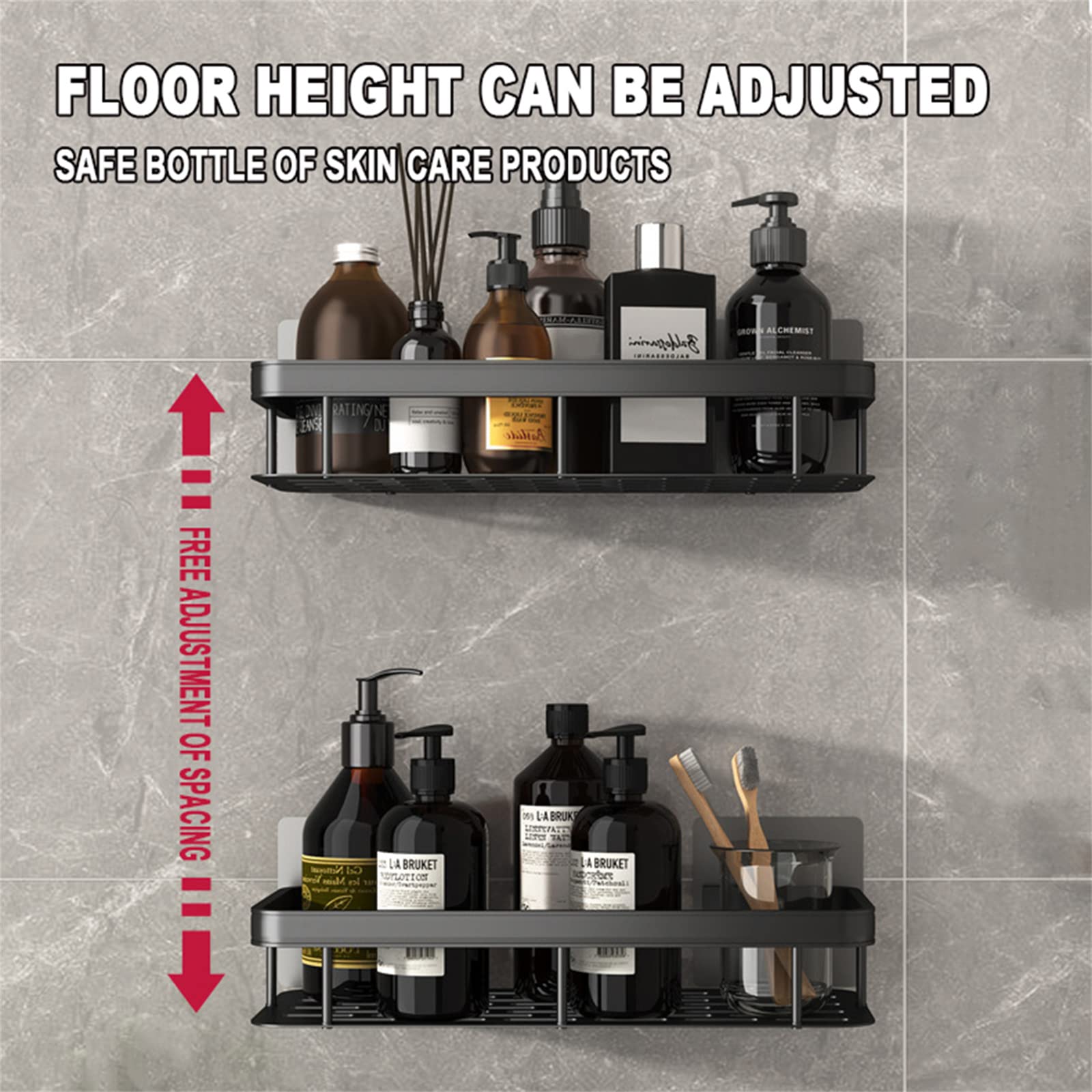 RUDRISHA Over The Toilet Storage, Godboat Bathroom Organizer Shelves, Multifunctional Toilet Rack,No Drilling Space Saver with Wall Mounting Design Black (Pack of 2) 1