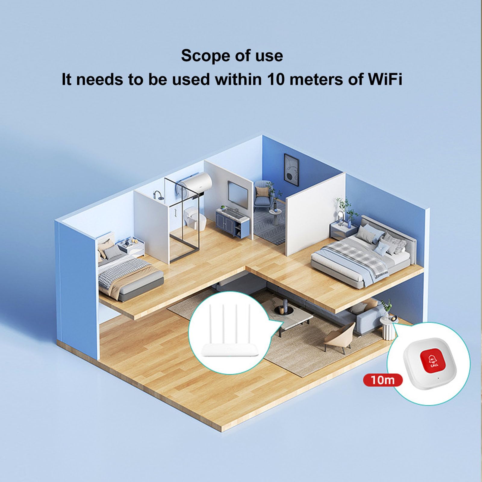 Pulsante di Chiamata SOS, Pulsante di Chiamata SOS Intelligente WiFi Campanello di Chiamata di Allarme Cercapersone Wireless Sistema di Allarme Per Infermiere Pulsante di Emergenza Per Pazienti Anzian