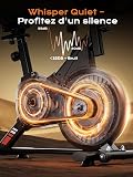 Dskeuzeew Vélo d’Appartement Connecté, Vélo d’Exercice à Résistance Magnétique 0–100%, Silencieux, Support Tablette & Capteur Cardiaque, Supporte Jusqu’à 160 kg (Rouge et Noir) - 6