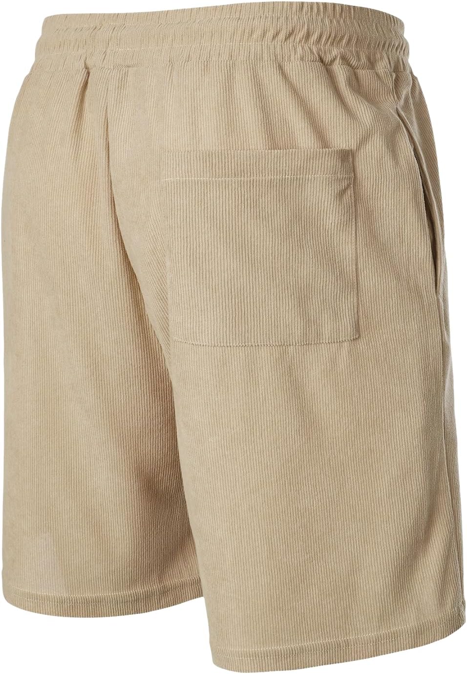 UK looes Men's Corduroy Shorts Casual Elastic Waist Drawstring Summer Beach Shorts Lightweight Shorts - Image 3