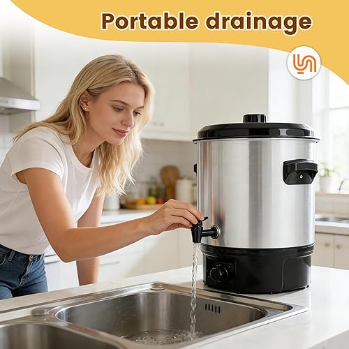 Miniatura 7 de Enlatadora Eléctrica de Baño de Agua | Enlatadora Eléctrica Grande de 24.5 Cuartos con Temporizador Digital y Control de Temperatura Ajustable para