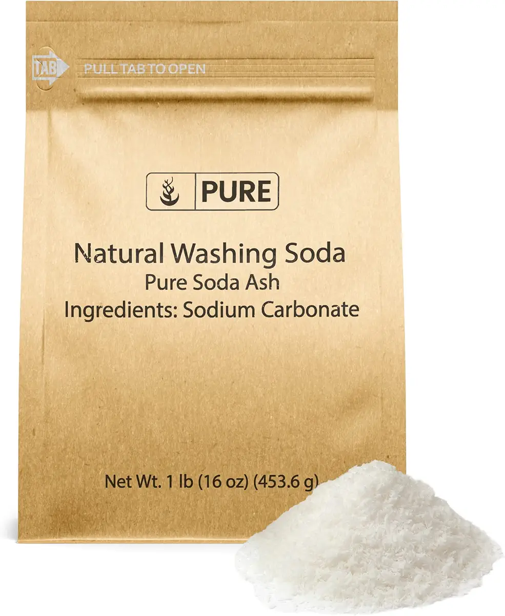 Pure Original Ingredients Natural Washing Soda (1 lb.), Eco-Friendly Packaging, Multi-Purpose Cleaner, Water Softener, Stain-Remover