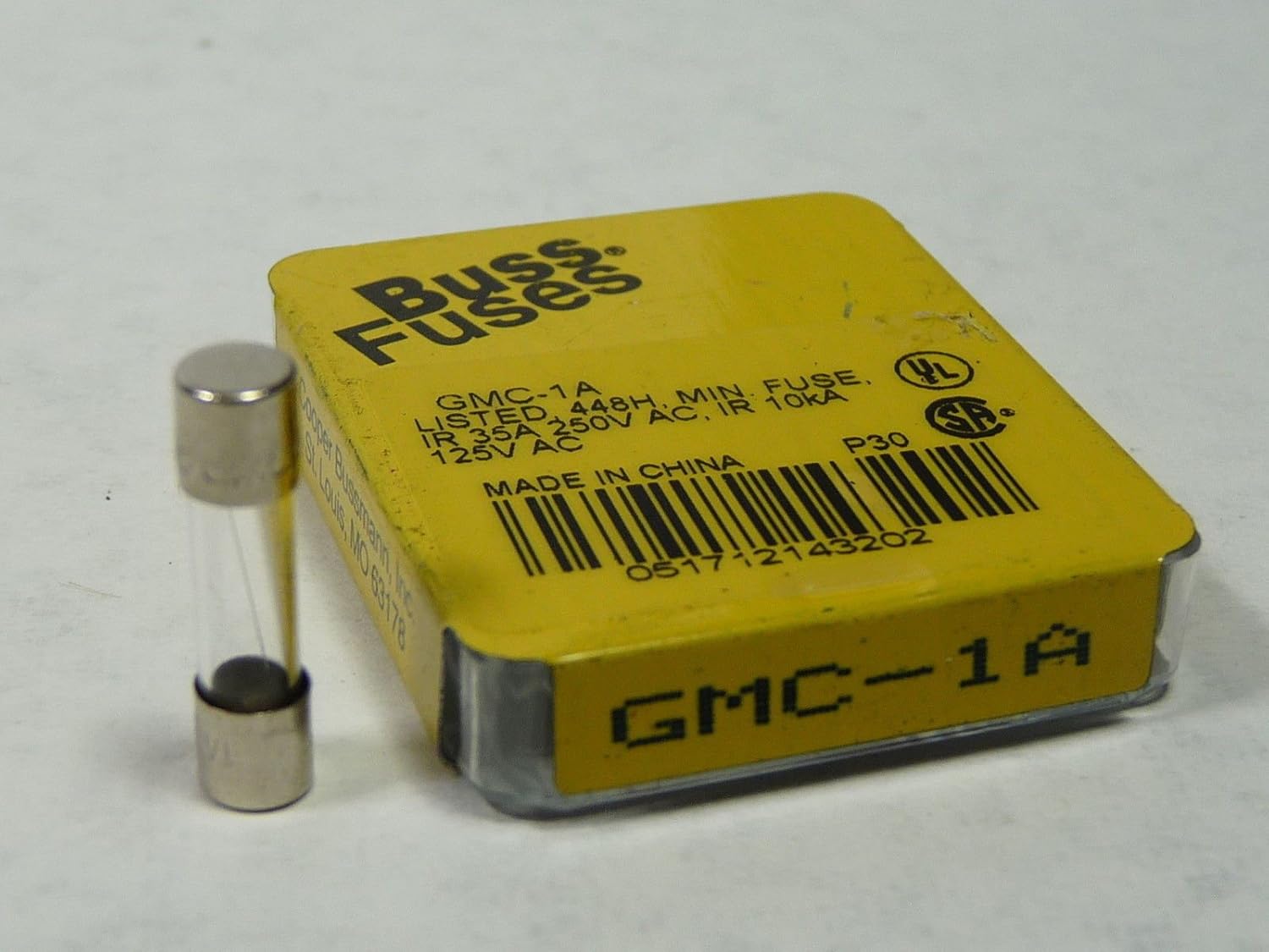 Cooper Bussmann GMC1A UL MEDIUM TIME DELAY 5MM GLASS FUSE 1A