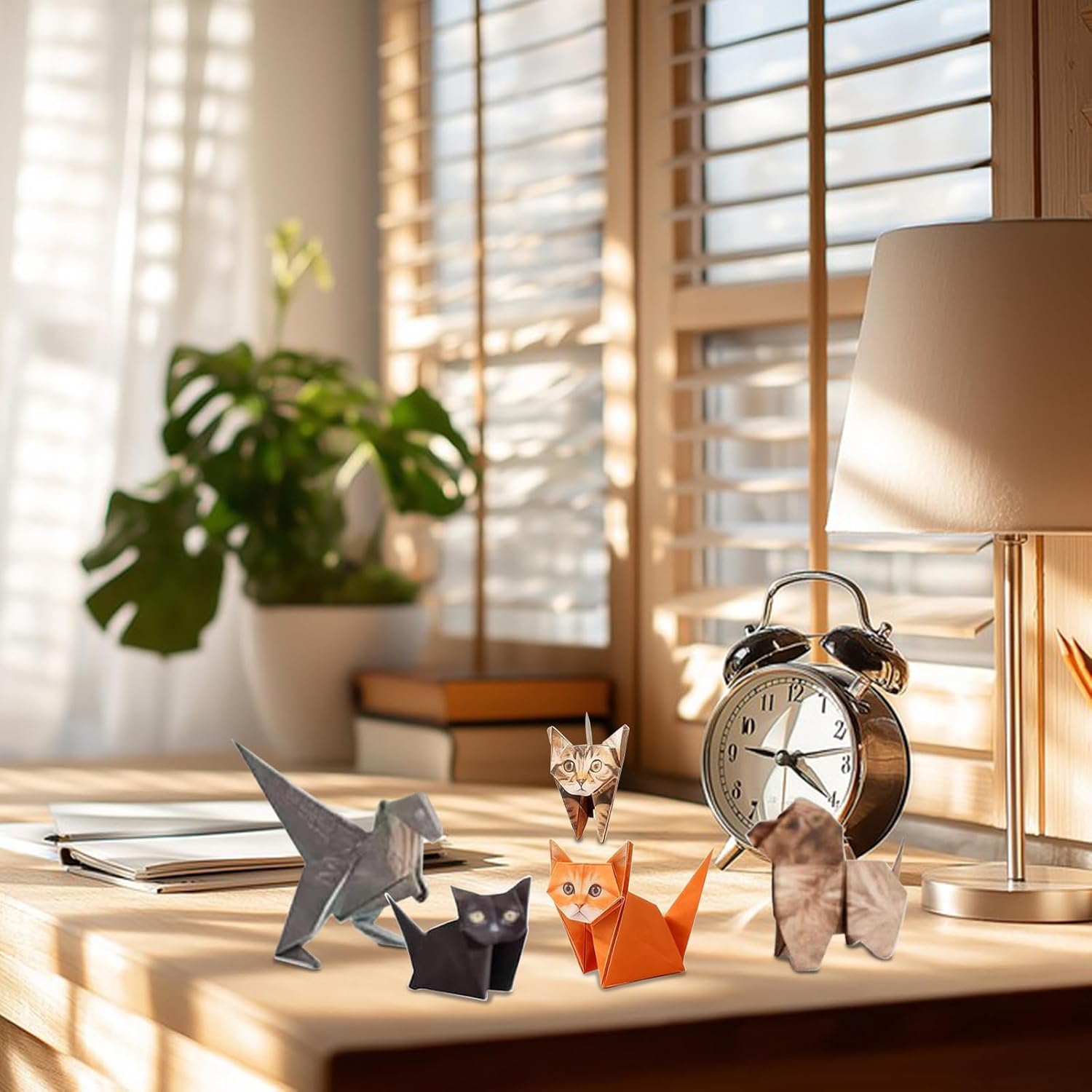 DIY Paper Cats Dogs Dinosaurs Kit Origami Paper Cute Cat Figures Creative Craft Desk Decor Gift for Pet Lovers