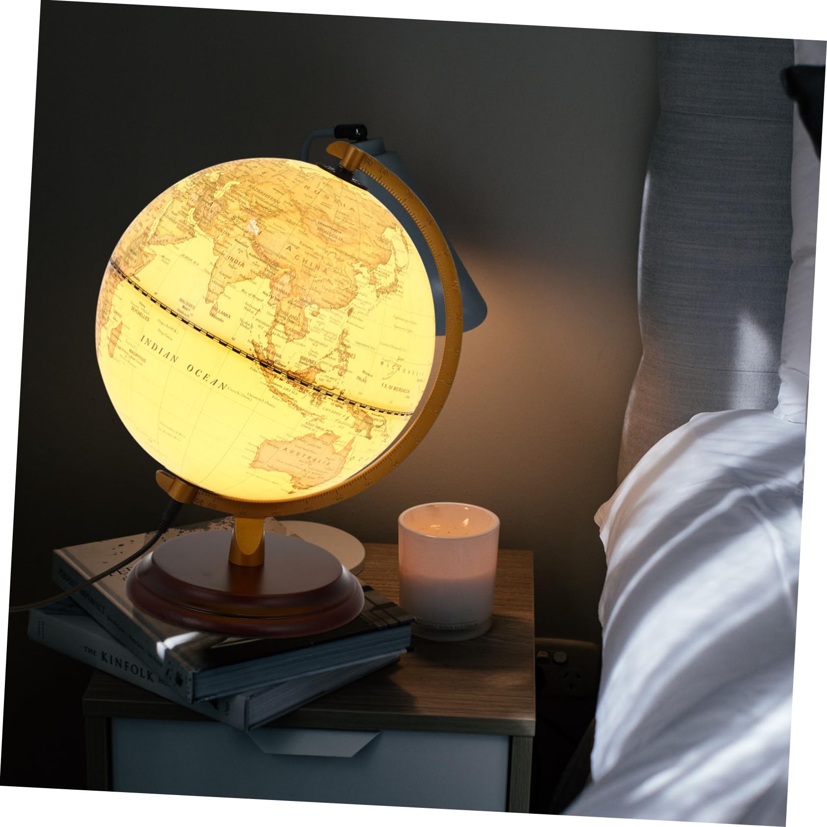 ifundom Mappamondo Antico Luminoso Da Scrivania Globo Decorativo Con Illuminazione Per Insegnamento Accessorio Elegante Per Casa e Ufficio